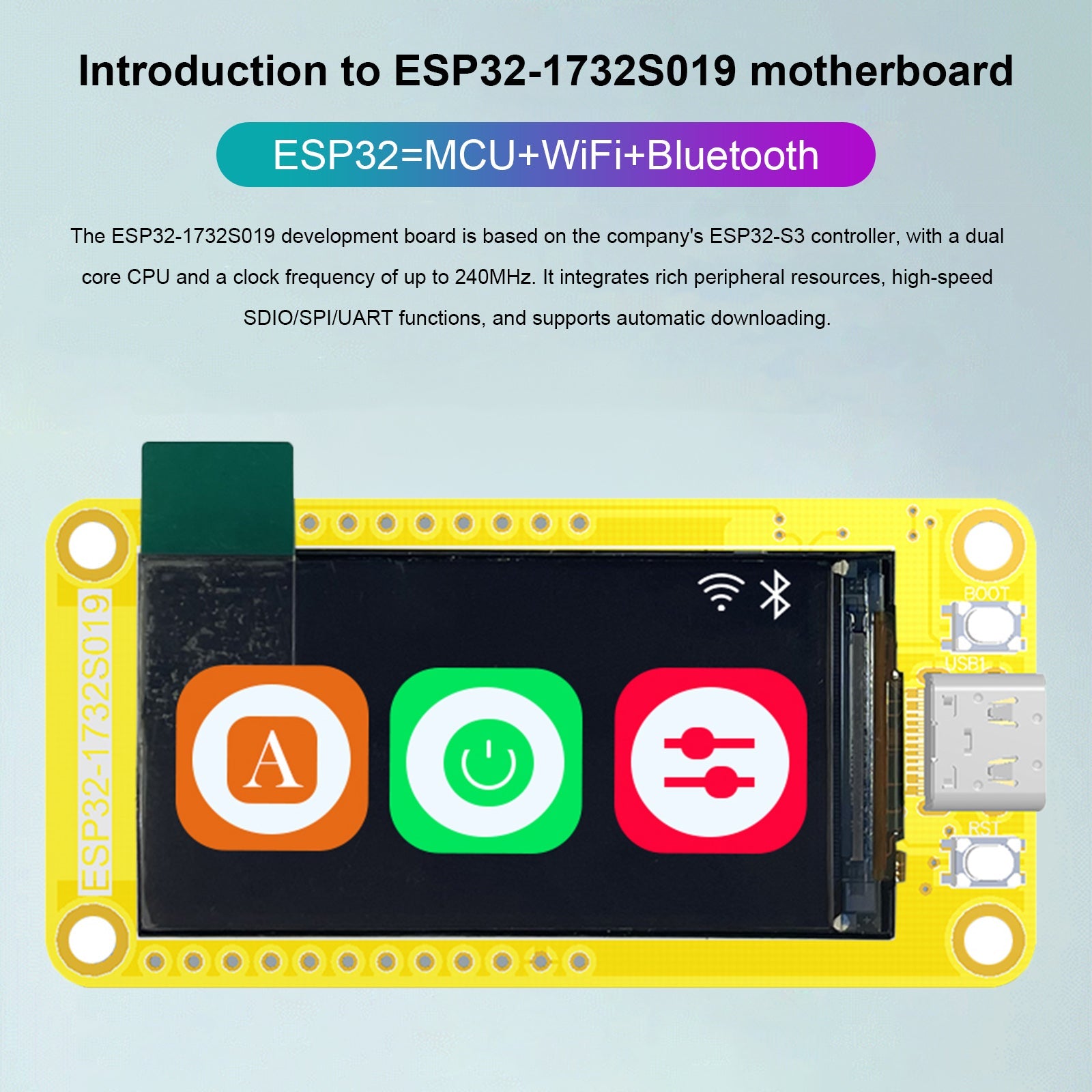 Modulo TFT display ESP32-S3 da 1,9" per scheda di sviluppo schermo Bluetooth WiFi 170*320