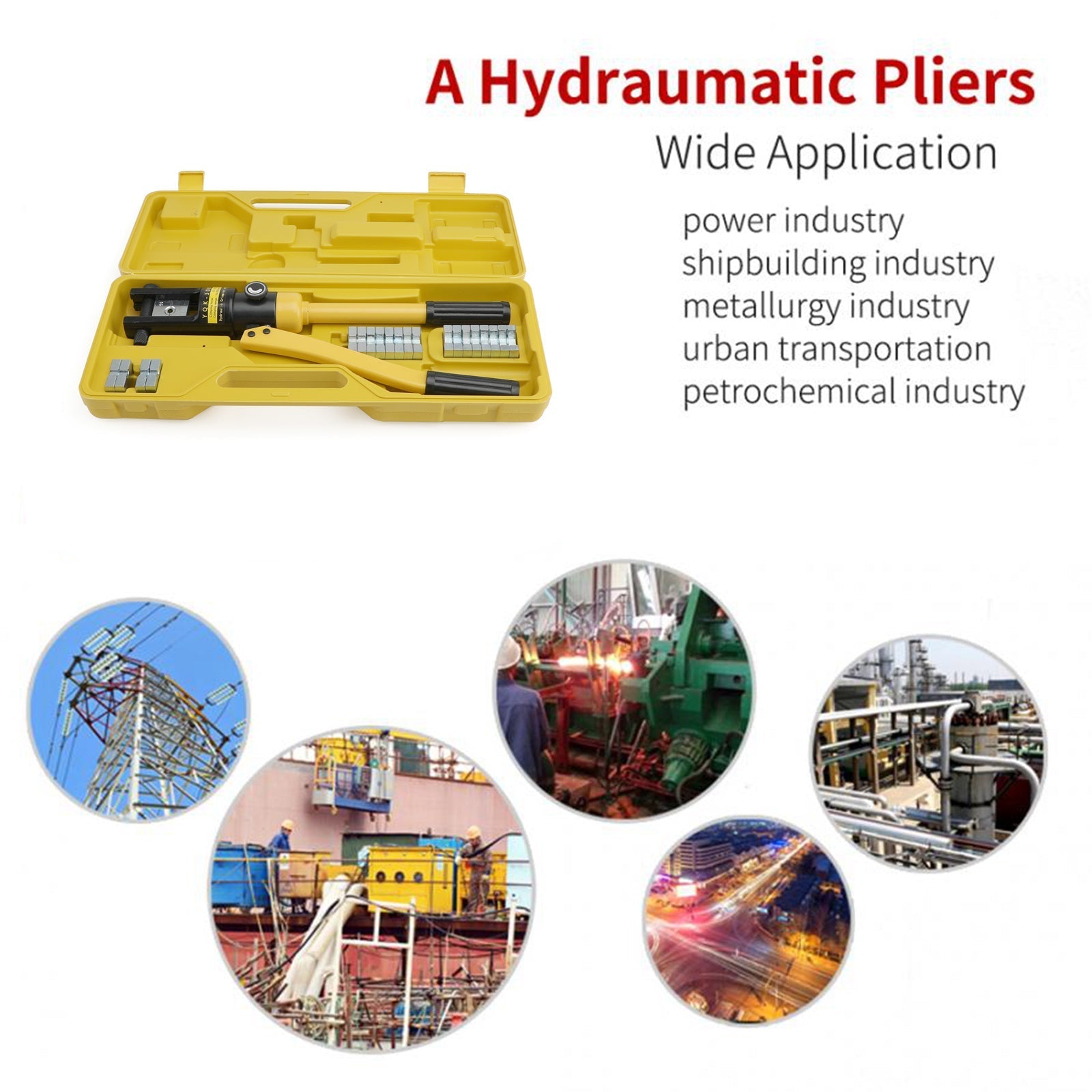 Pinza a crimpare terminale per capocorda per cavo idraulico della batteria da 16 tonnellate aggiornata con 13 matrici