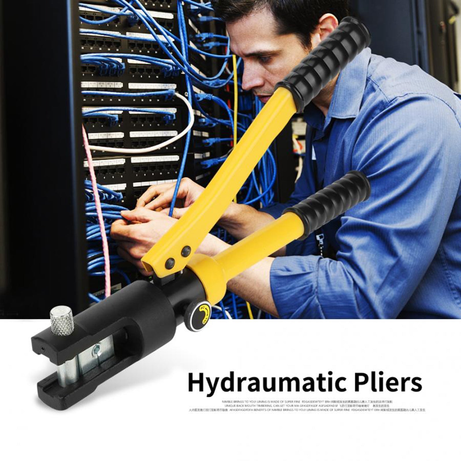 Pinza a crimpare terminale per capocorda per cavo idraulico della batteria da 16 tonnellate aggiornata con 13 matrici