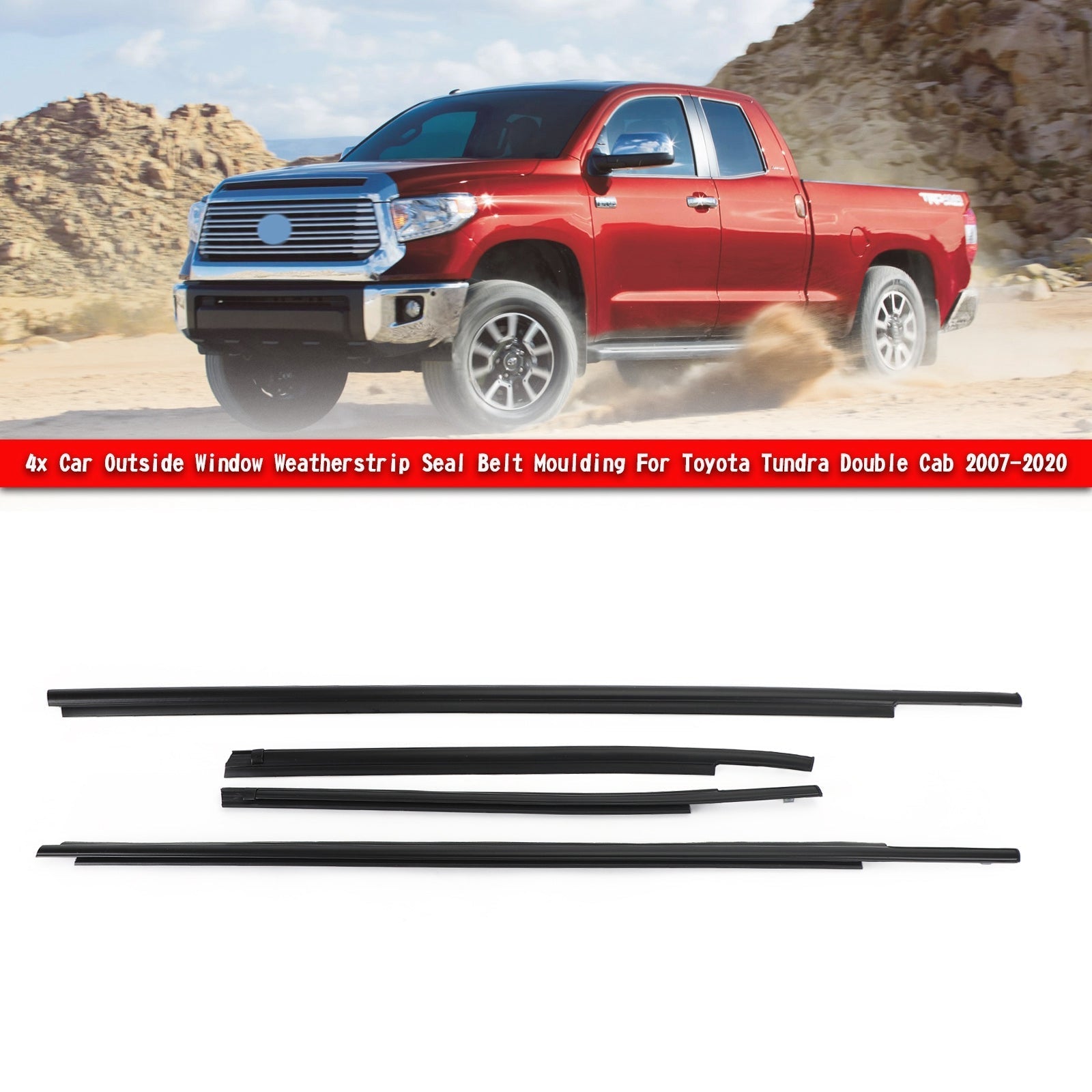4x pasu oblikovanje 'Hidroizolacija za avtomobilsko okno za Toyota Tundra Double Cab 07-20 generic