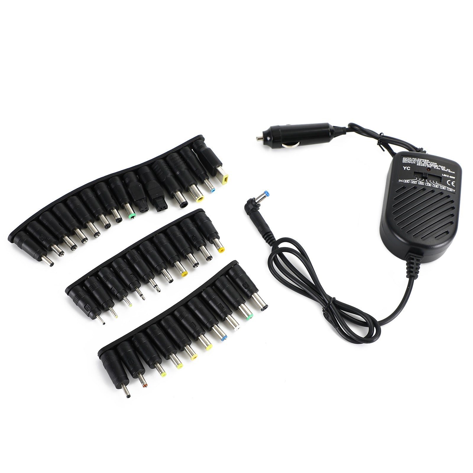 Fuente de alimentación para ordenador portátil Univ para coche, 12V, 80W, con 34 puntas universales, 12V, 80W