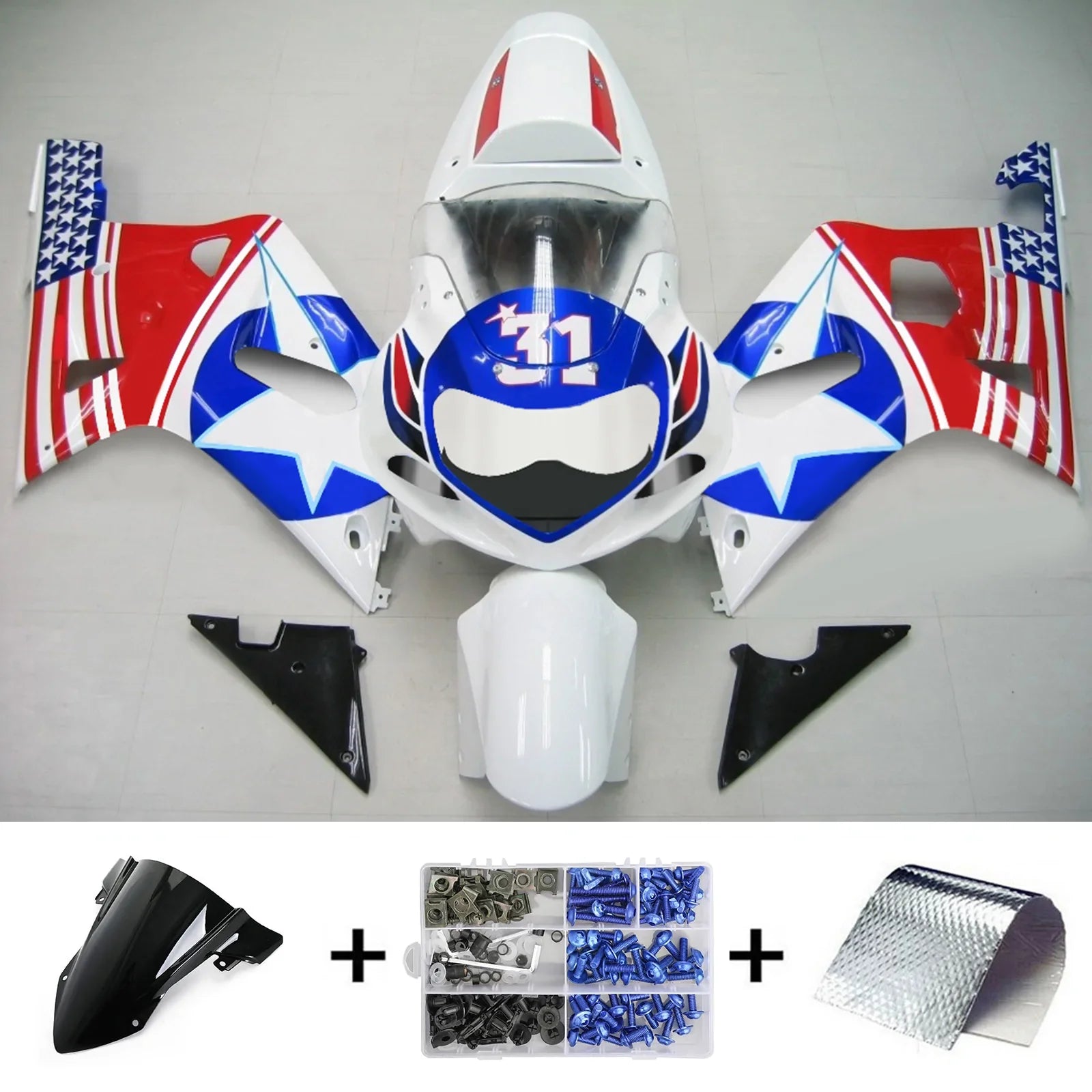 Amotopart Suzuki GSXR750 2001-2003 Kit carenatura carrozzeria in plastica ABS