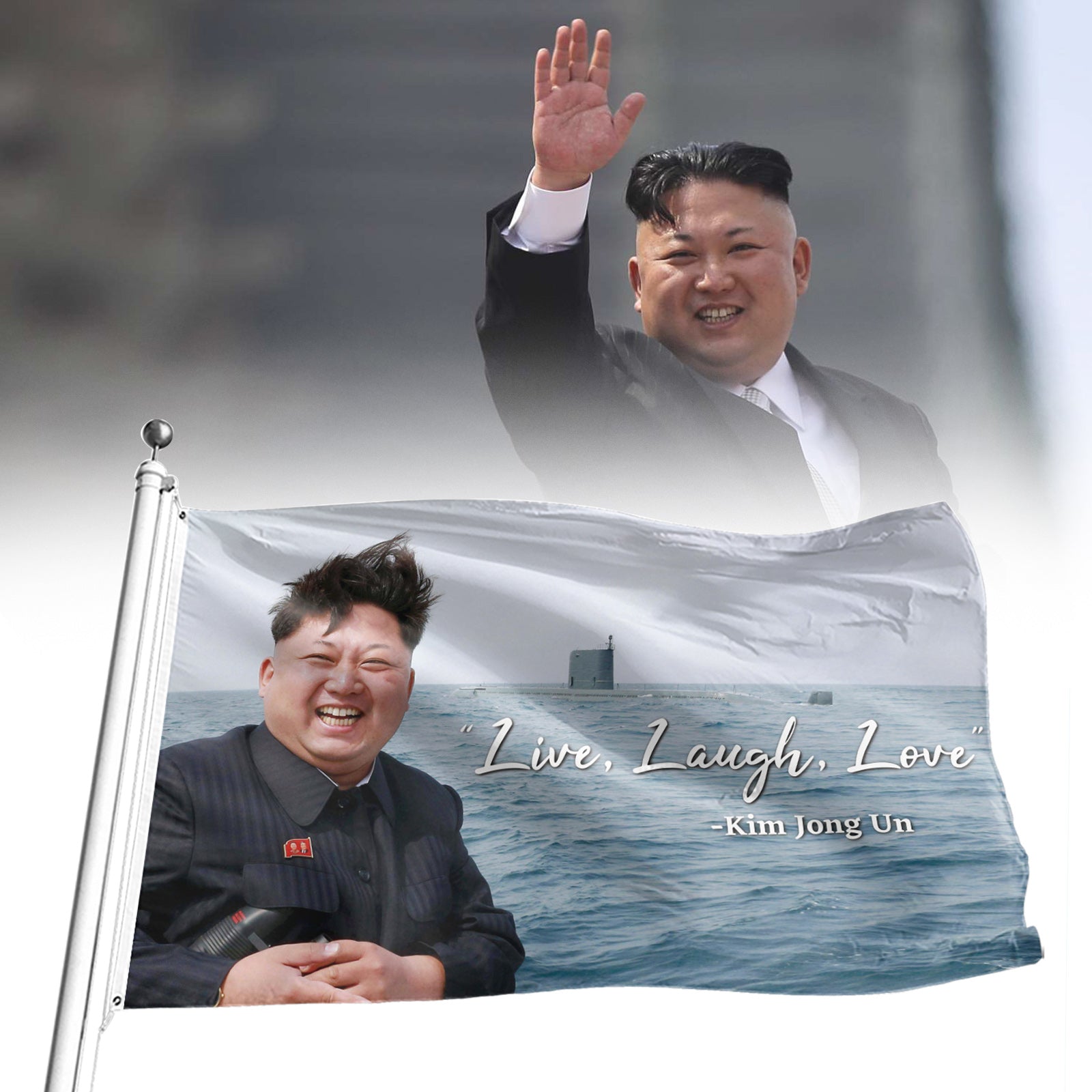 Kim Jong Un Live Laugh Love Bannière Drapeau 0,9 x 1,5 m Drapeau de jardin
