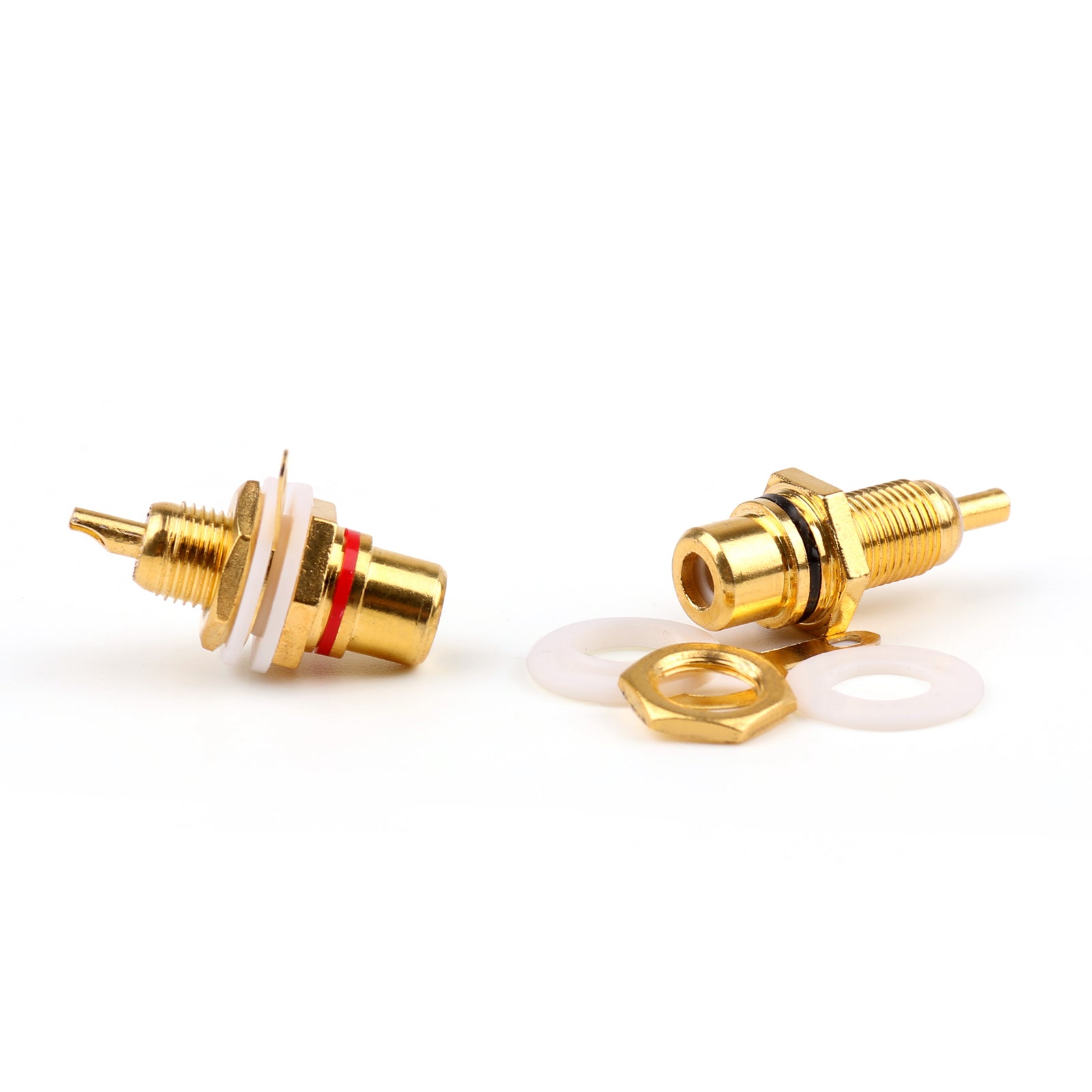 60 szt. Pozłacane gniazdo żeńskie RCA do montażu panelowego w obudowie, czerwone czarne