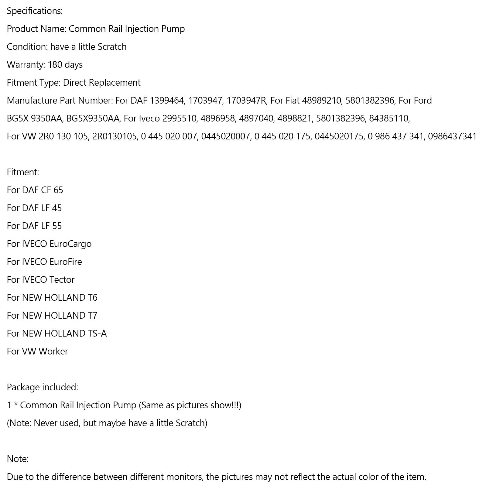 0445020007 0445020175 Visokotlačna črpalka za vbrizgavanje goriva za Iveco Eurocargo