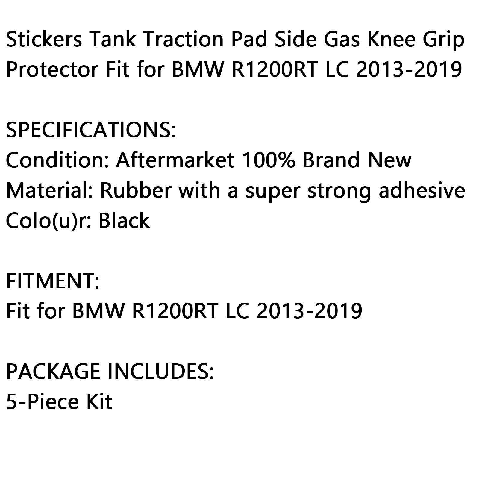 5X boczny ochraniacz zbiornika paliwa Tankpad pasuje do Bmw R1200Rt Lc 2013-2019 Generic Rubber