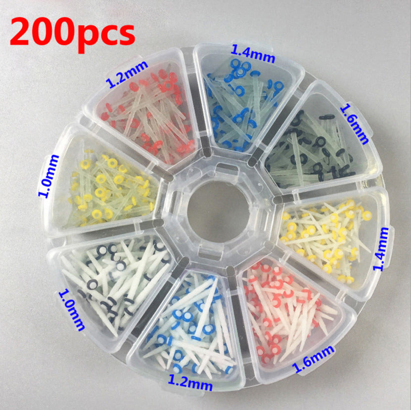 200 piezas de poste de fibra de cuarzo de vidrio Dental para restauración de dientes 1,0 1,2 1,4 1,6mm
