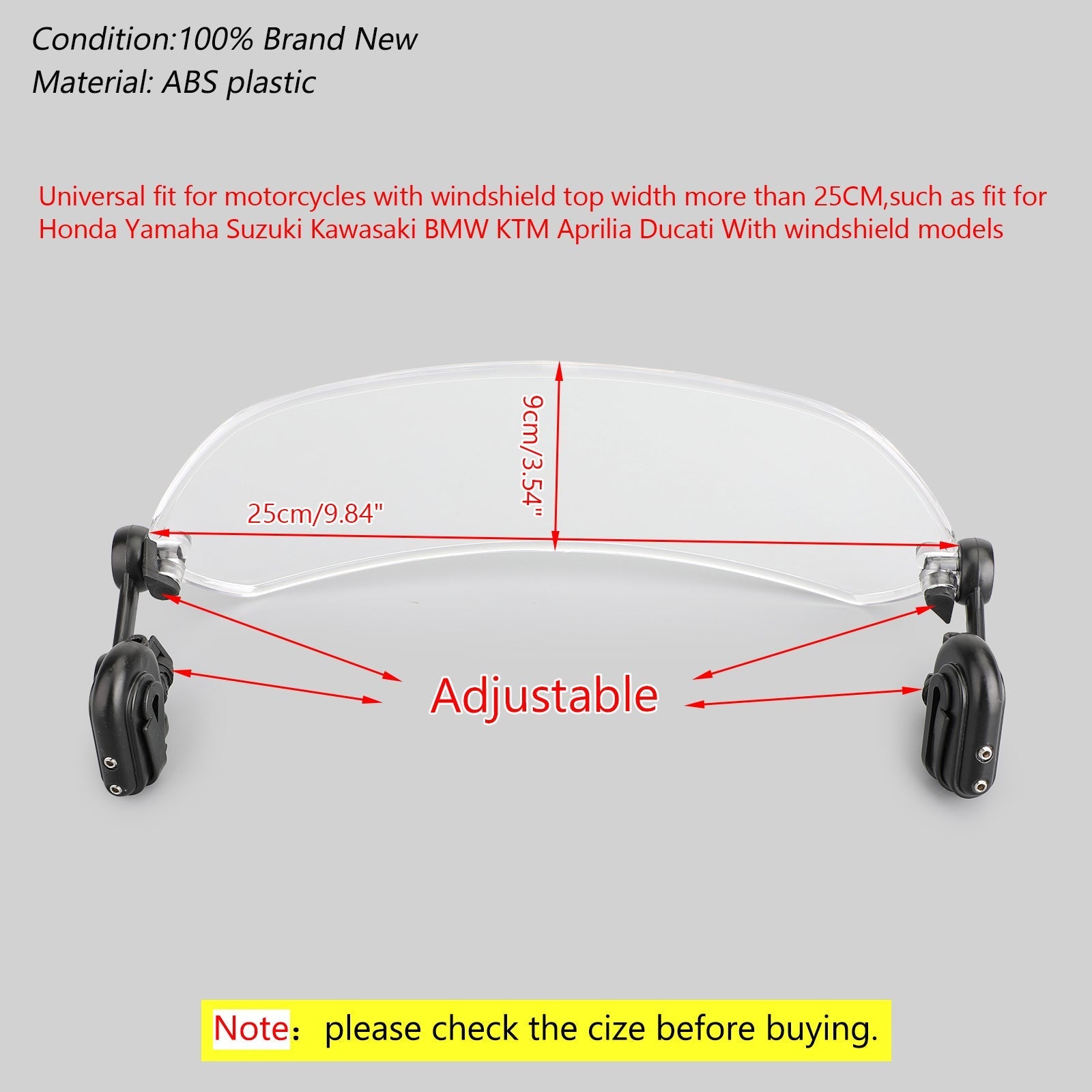 Clip regolabile in moto sul deflettore del vento di espansione del parabrezza