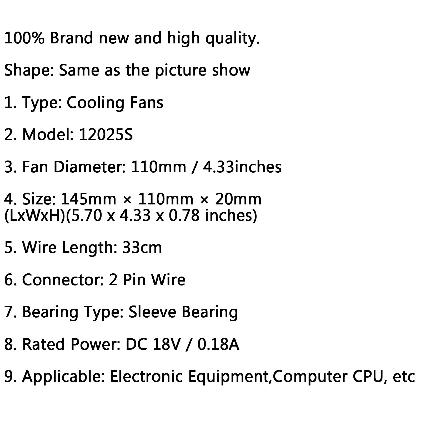 1PCS DC 18V 0.18A Ventilateur De Refroidissement 12025S 120×25mm Pour Cuisinière À Induction Brushless
