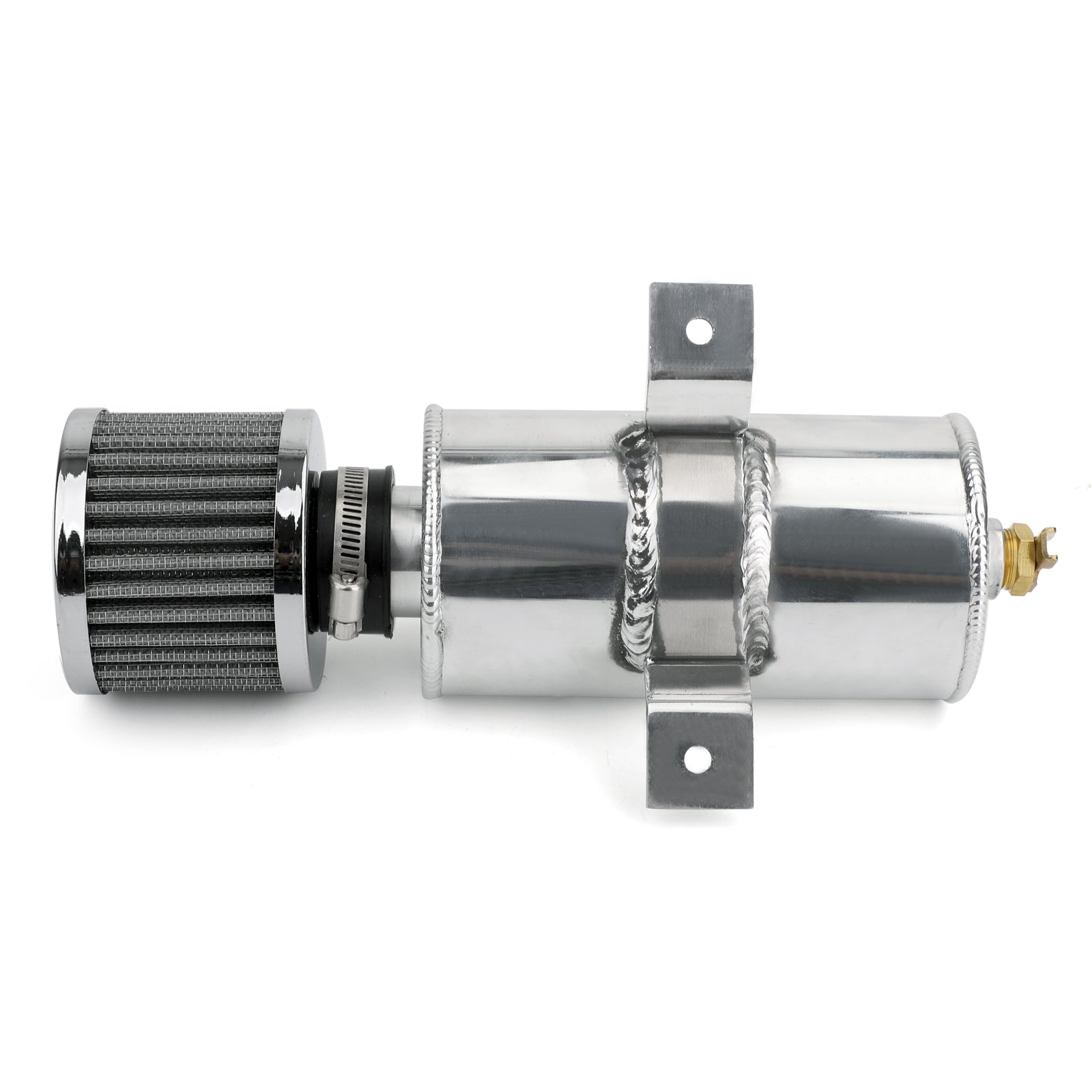 Récupérateur d'huile moteur à déflecteur en aluminium 2x AN10 Filtre de reniflard à double port Argent Générique