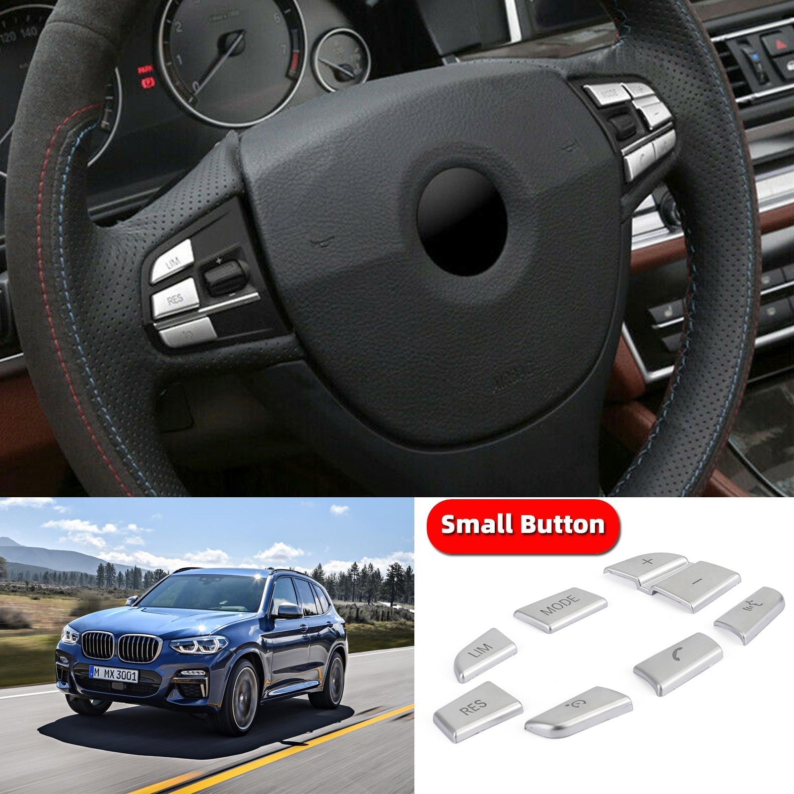 7x pokrywka pokrycia przycisku kierownicy dla BMW x3 F25 £ ¨11-17 © x4 F26 £ ¨14-17 £ © ogólne