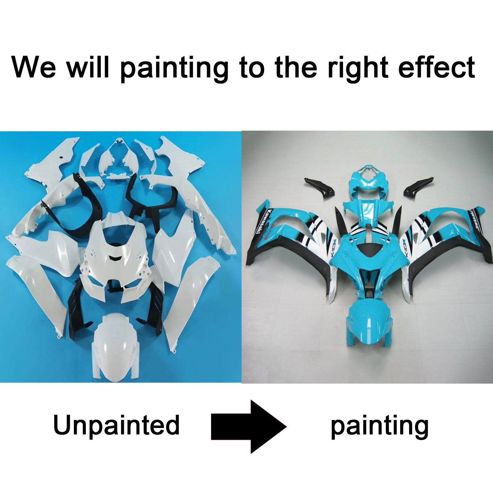 Amotopart Kawasaki ZX-10R ZX10R 2021-2023 Kit de carénage Carrosserie ABS