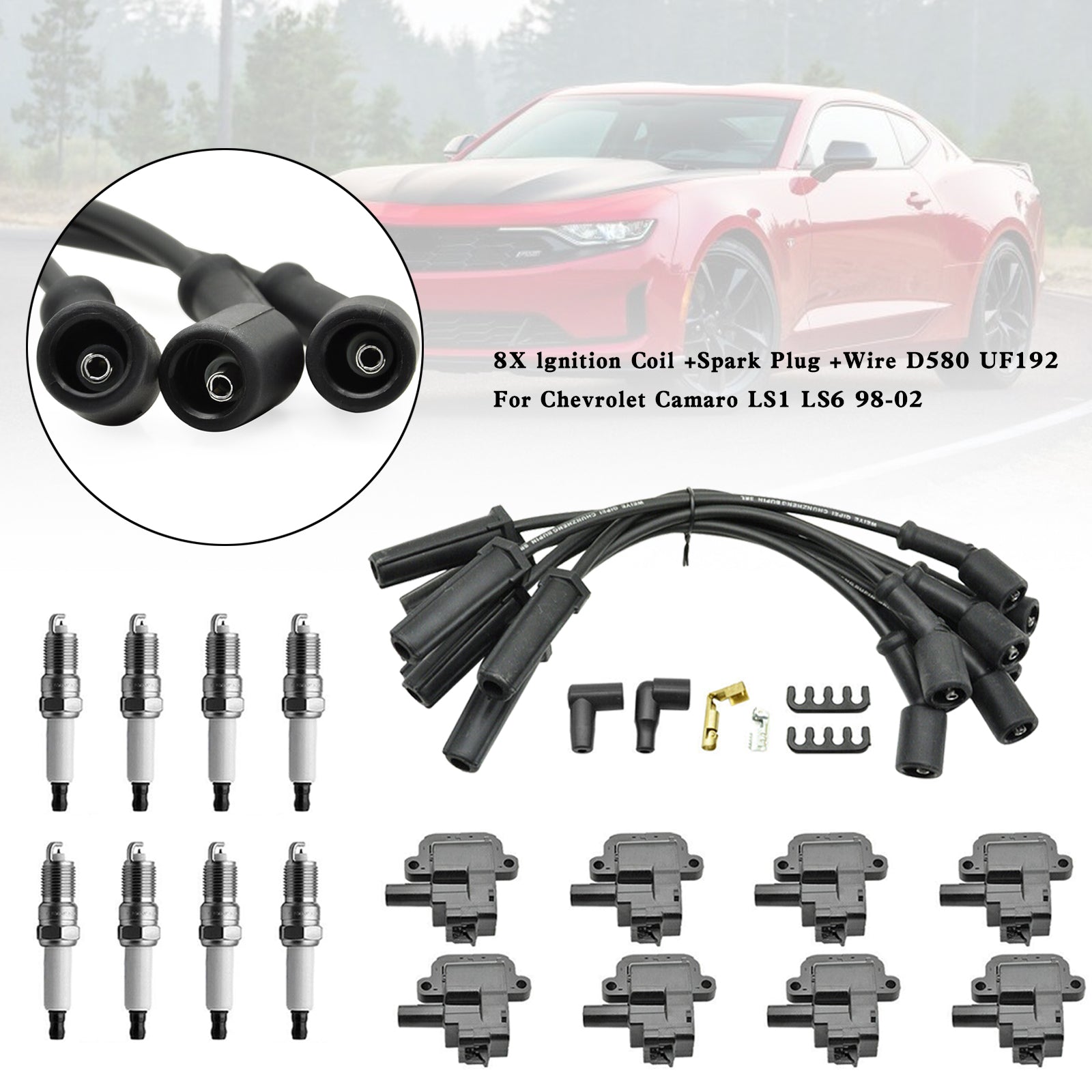 2004-2005 Cadillac CTS V V8 5.7L 8X bobine + bougie + draad D580 UF192
