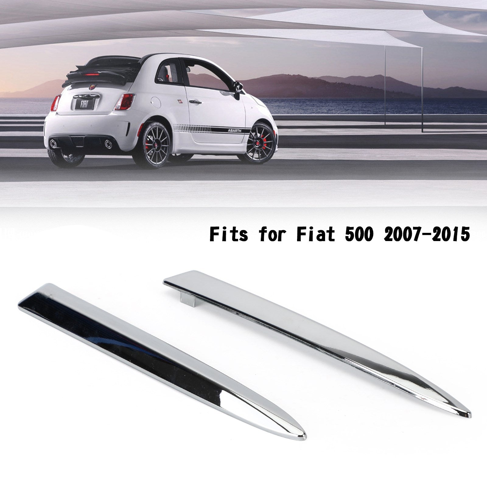 Fiat 500 2007-2015 Paire Chrome Pare-chocs Avant Grille Supérieure Moulure Garniture