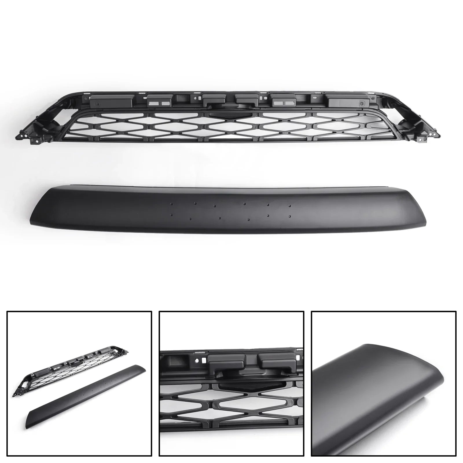 Toyota4Runner | 2014-2019 | TRD PRO-rooster | 2 stuks | Voorbumpergrille | Matzwart + Toyota-letter