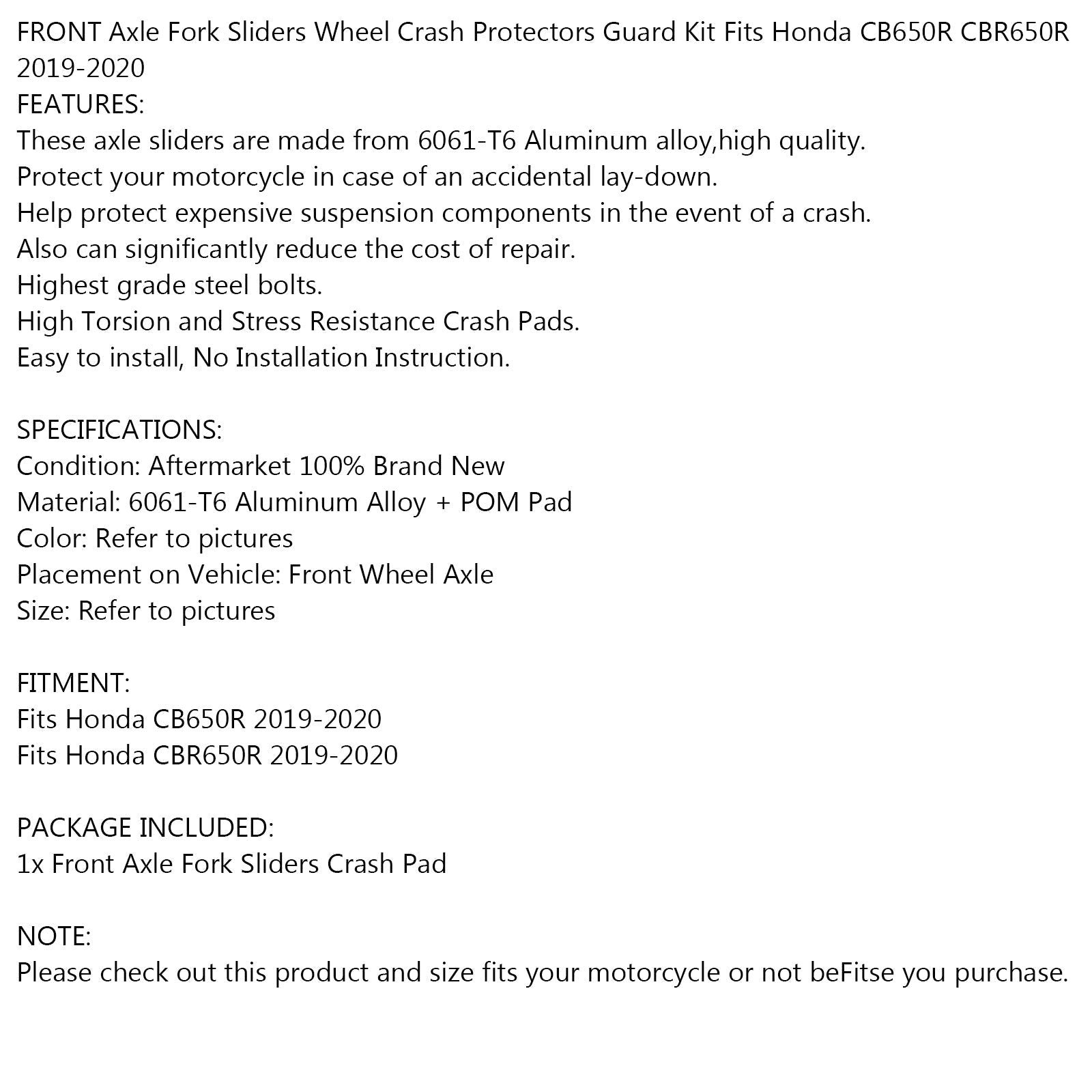 Wielblokken voor voorasvork voor Honda CB650R CBR650R 2019-2020 Generic