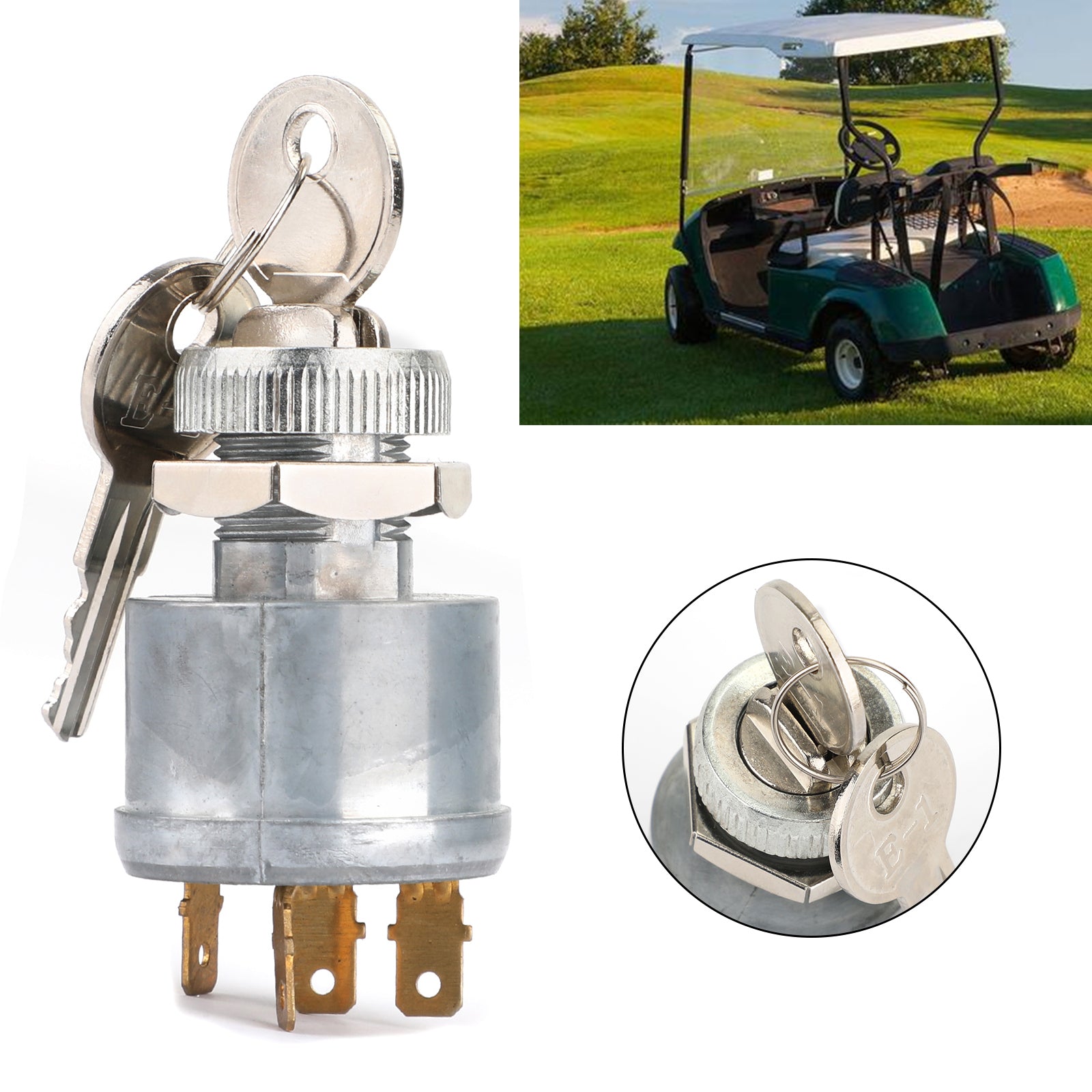 Ključno stikalo za voziček EZGO - 4 zatiči s tovarniško razsvetljavo 81+ plin in elektriko 33639G01