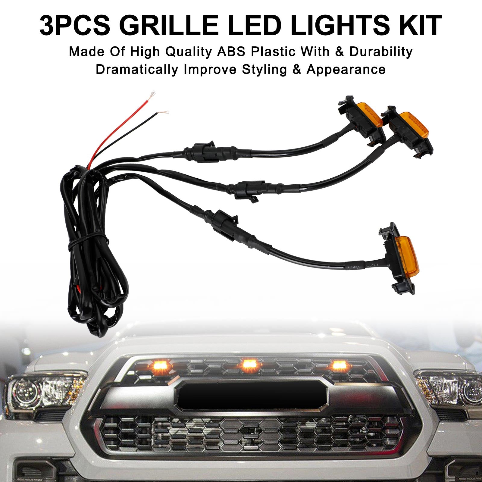 2001-2011 2016-2023 Toyota Tacoma TRD PRO 3PCS Paraurti anteriore Griglia del cofano Luci a LED