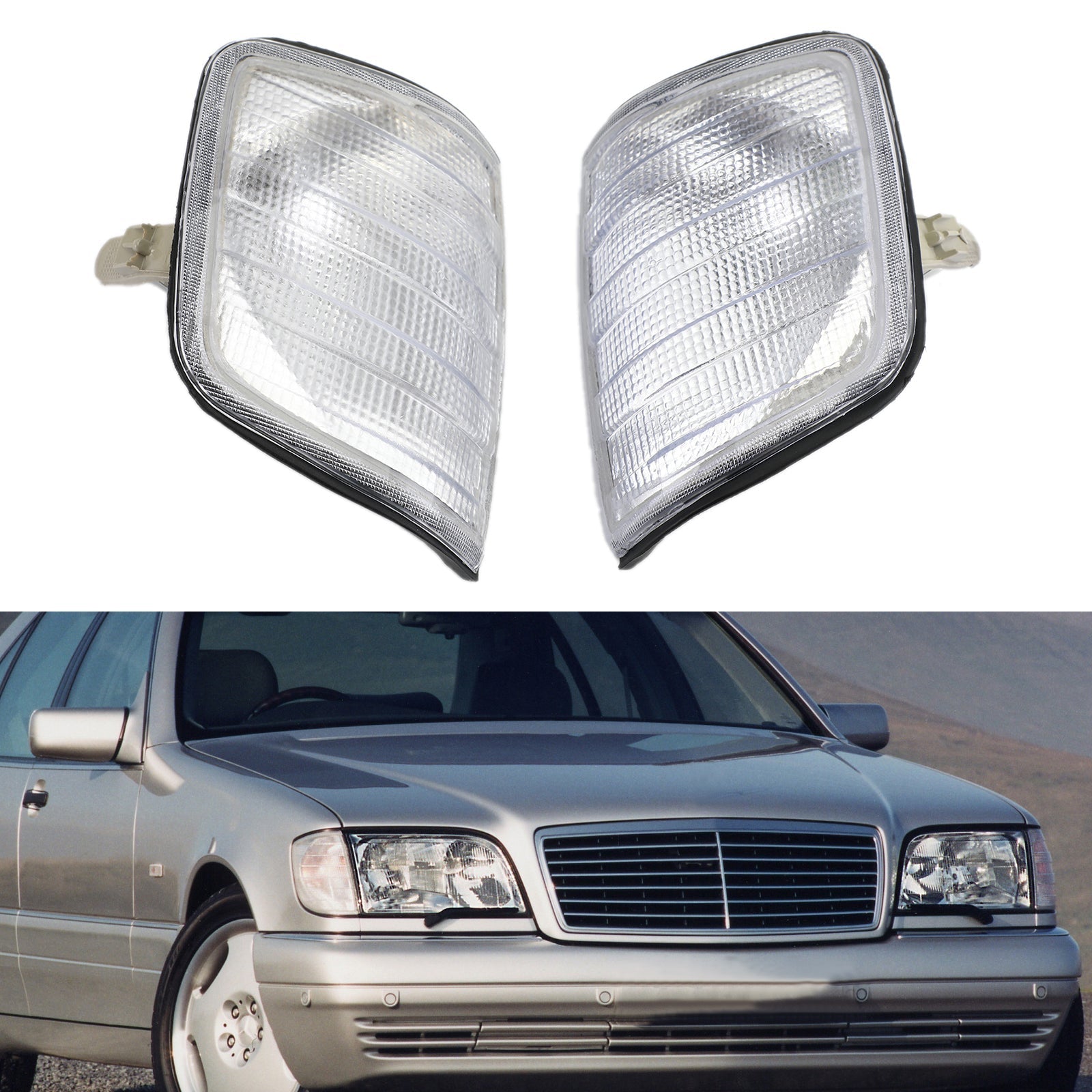 Coppia di luci di parcheggio con luci di svolta per Mercedes-Benz Classe E W124 Crediti 1986-1993