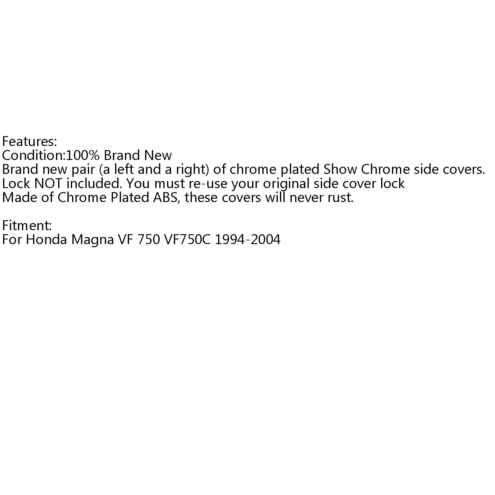Cubierta de carenado lateral de batería cromada para Honda Magna VF 750 VF750C 1994-2004 genérico