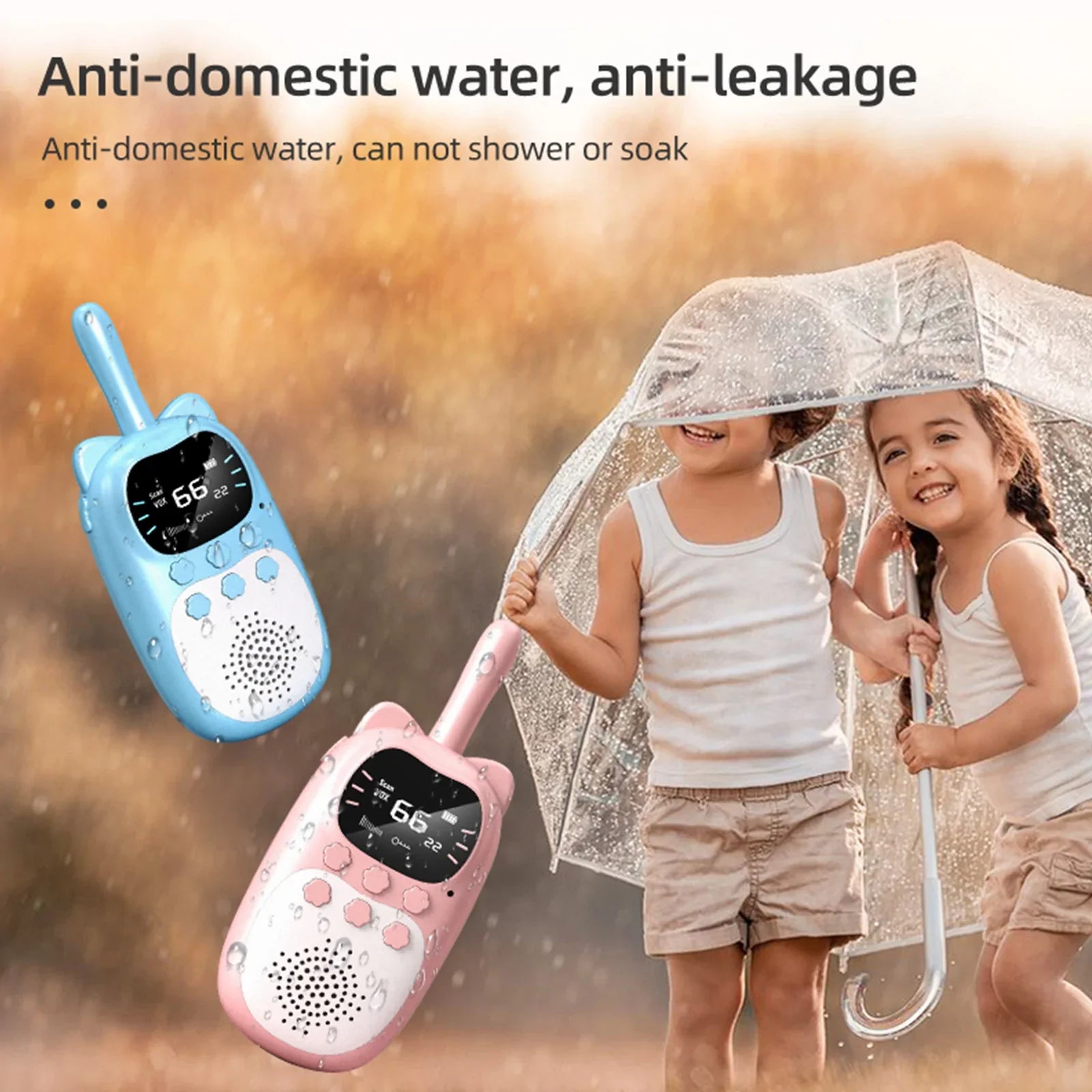 Pack de 2 Talkies-walkies Enfants - Portée 3 km - 22 Canaux - Lampe de Poche - Rechargeable