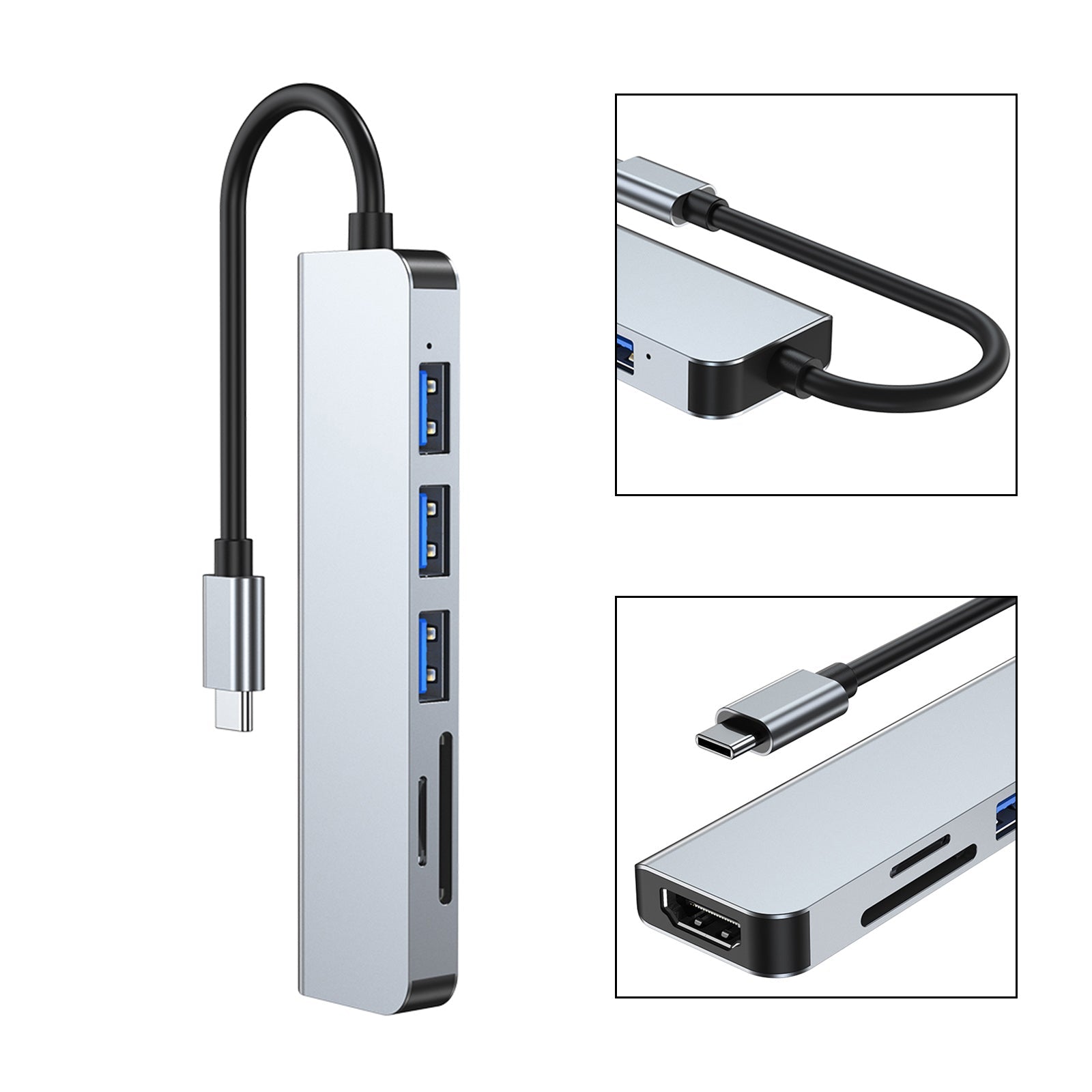 6 w 1 USB-C Type C Wyjście HD Adapter 4K Wielofunkcyjna stacja dokująca USB 3.0 HD HUB