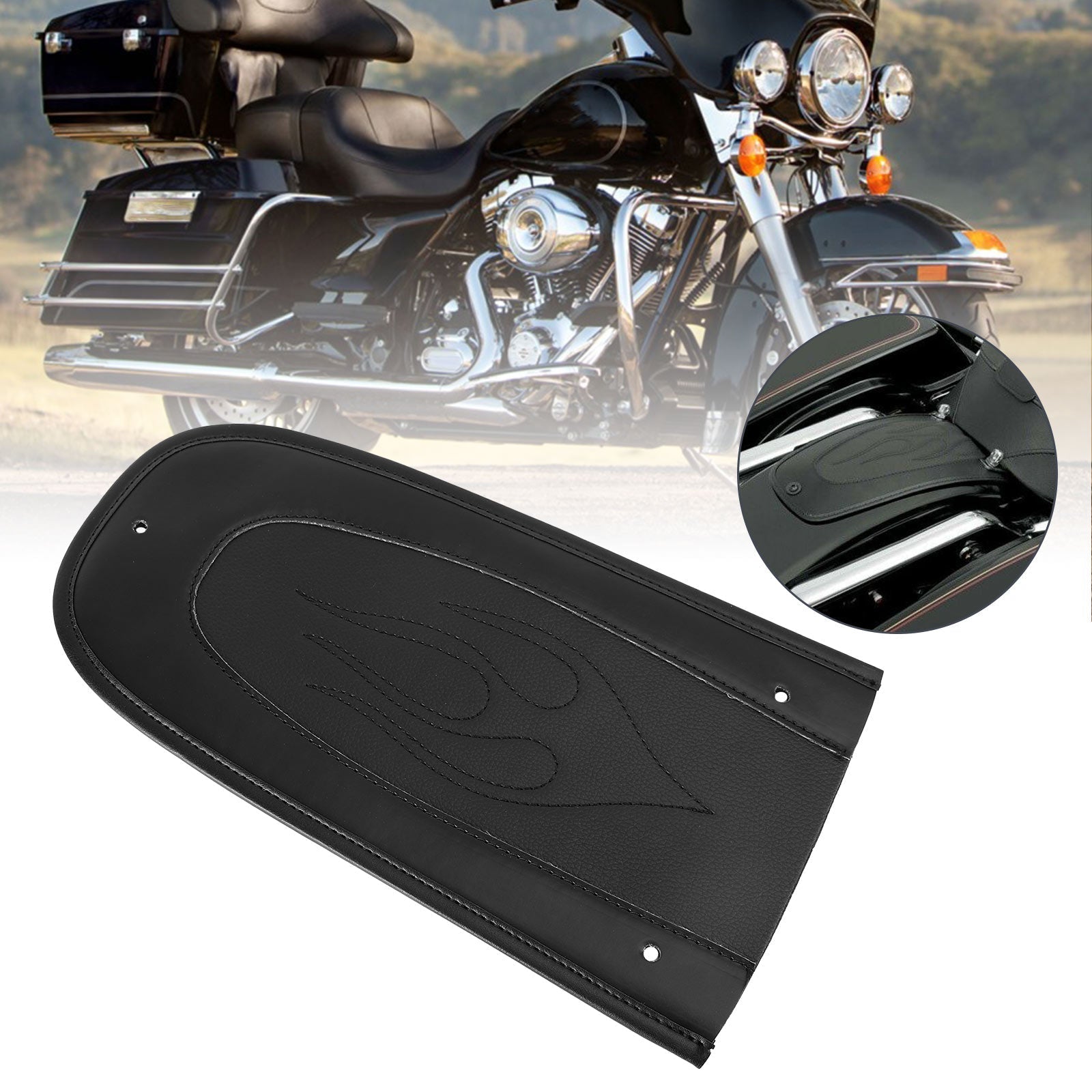 Flamme point cuir PU garde-boue arrière bavette siège Solo pour Touring Electra Road Glide générique