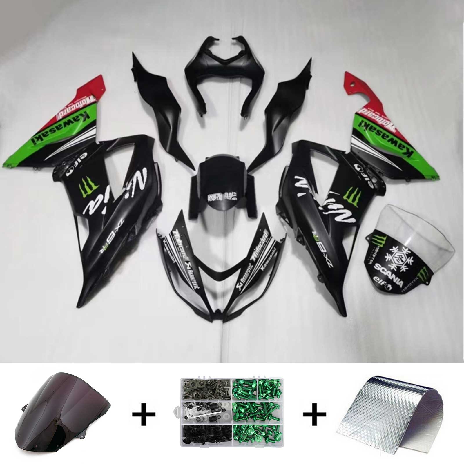 Amotopart Kawasaki ZX6R 636 2013-2018 ABS kunststof carrosseriekuipset