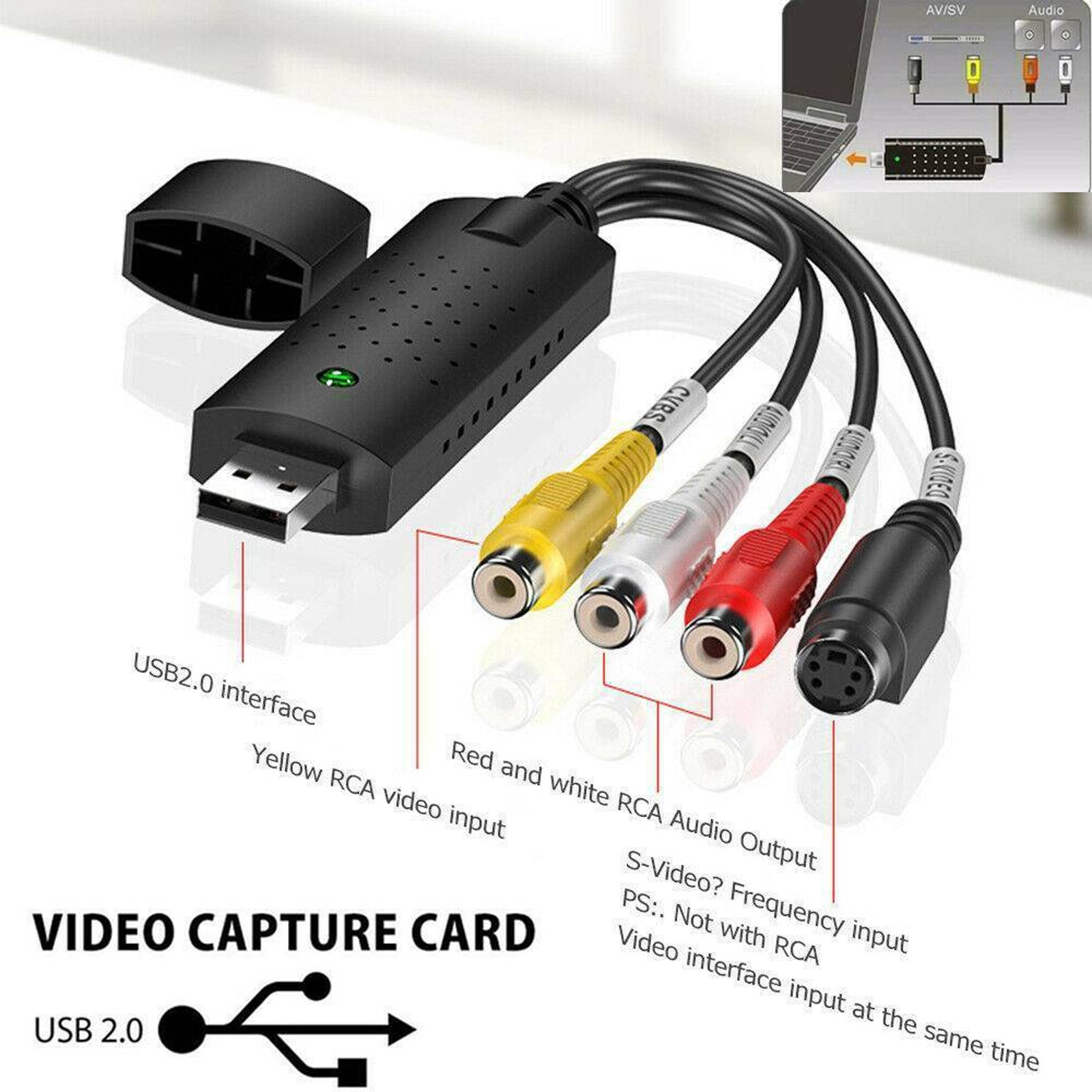 USB 2.0 Audio TV Vidéo VHS vers DVD Magnétoscope PC HDD Convertisseur Adaptateur Carte de capture