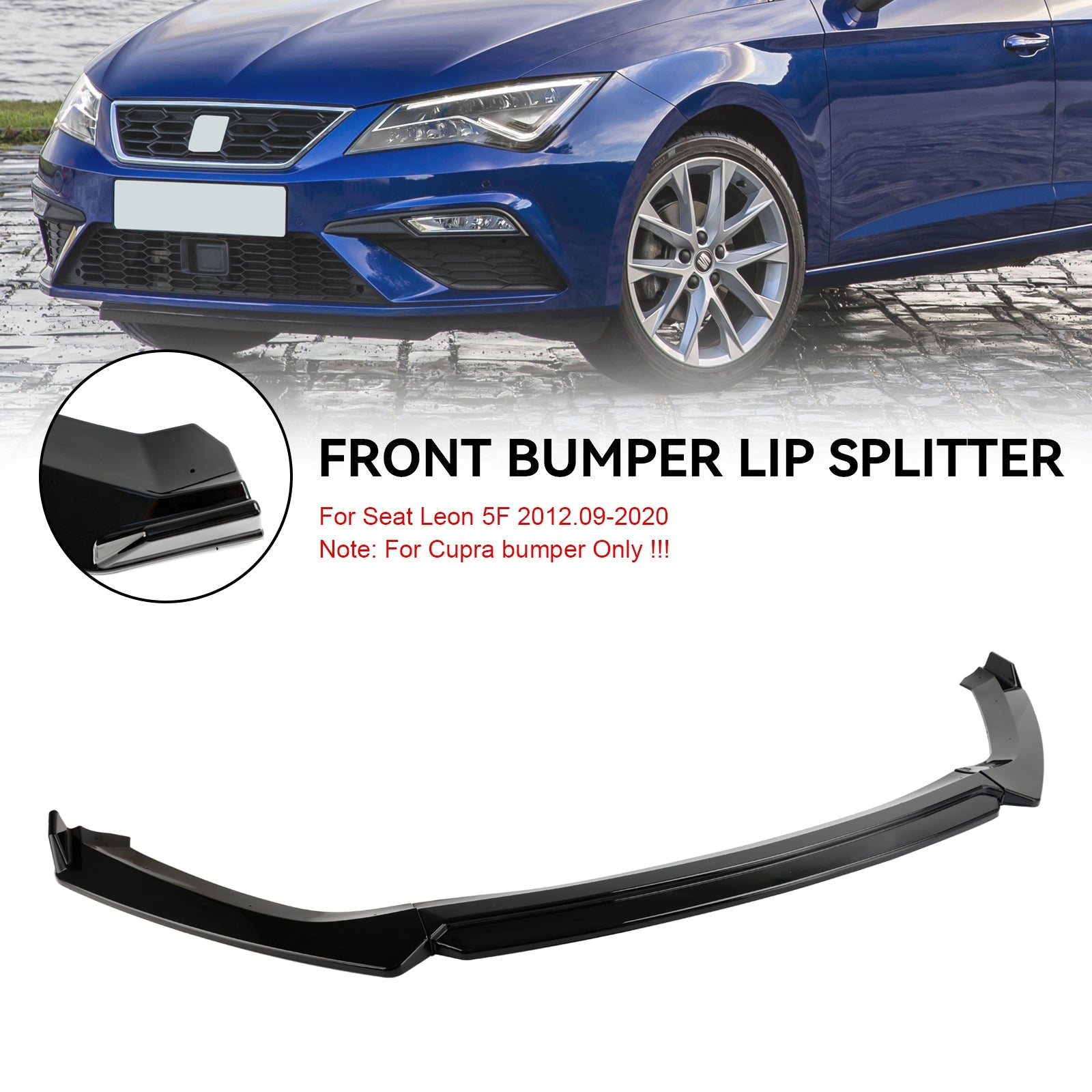 Alerón delantero de rendimiento negro brillante para Seat Leon 5F 2012-2020