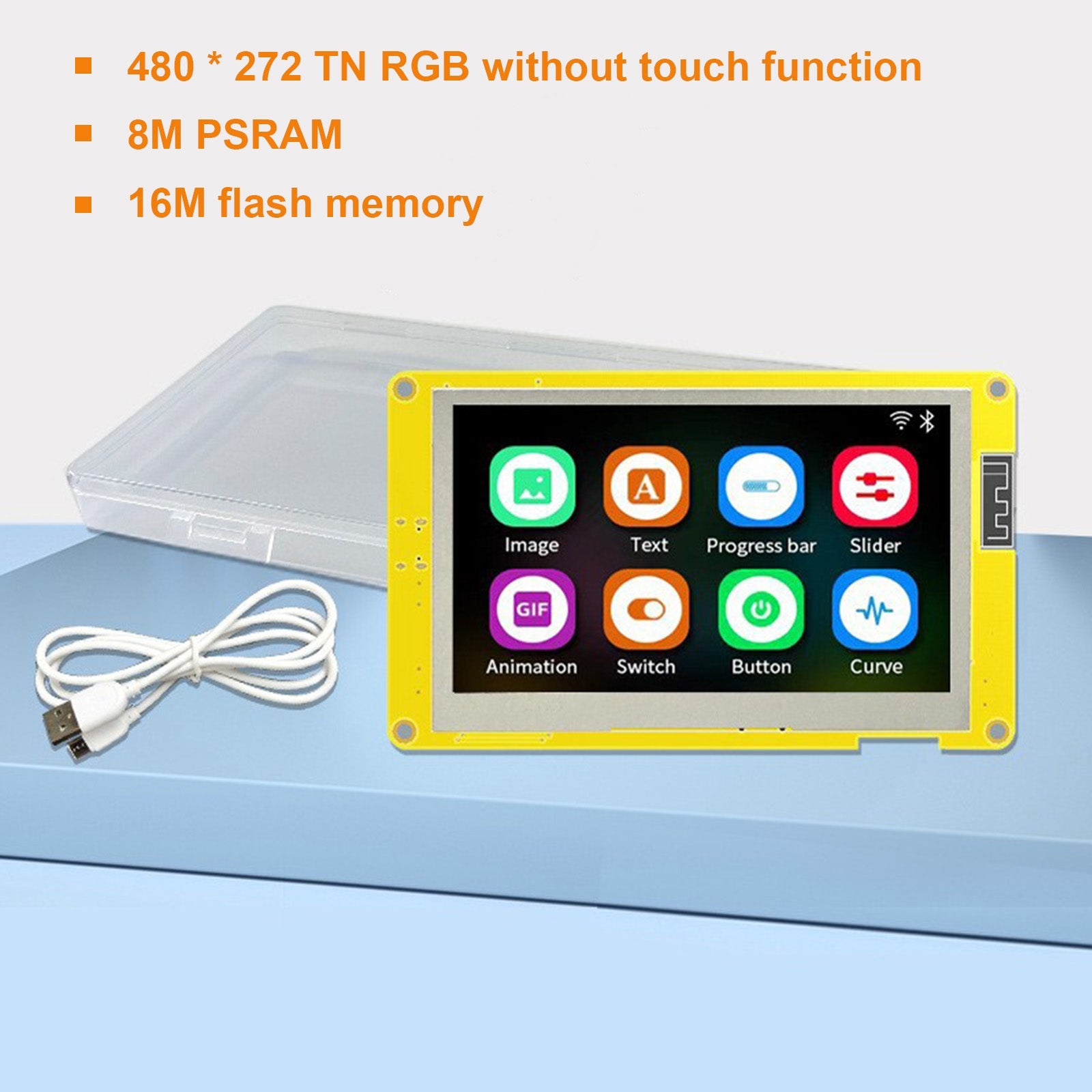 ESP32 Karta rozwojowa, 4,3 -calowy inteligentny ekran LCD, Bluetooth PSRAM 16M Moduł Wi -Fi 16M