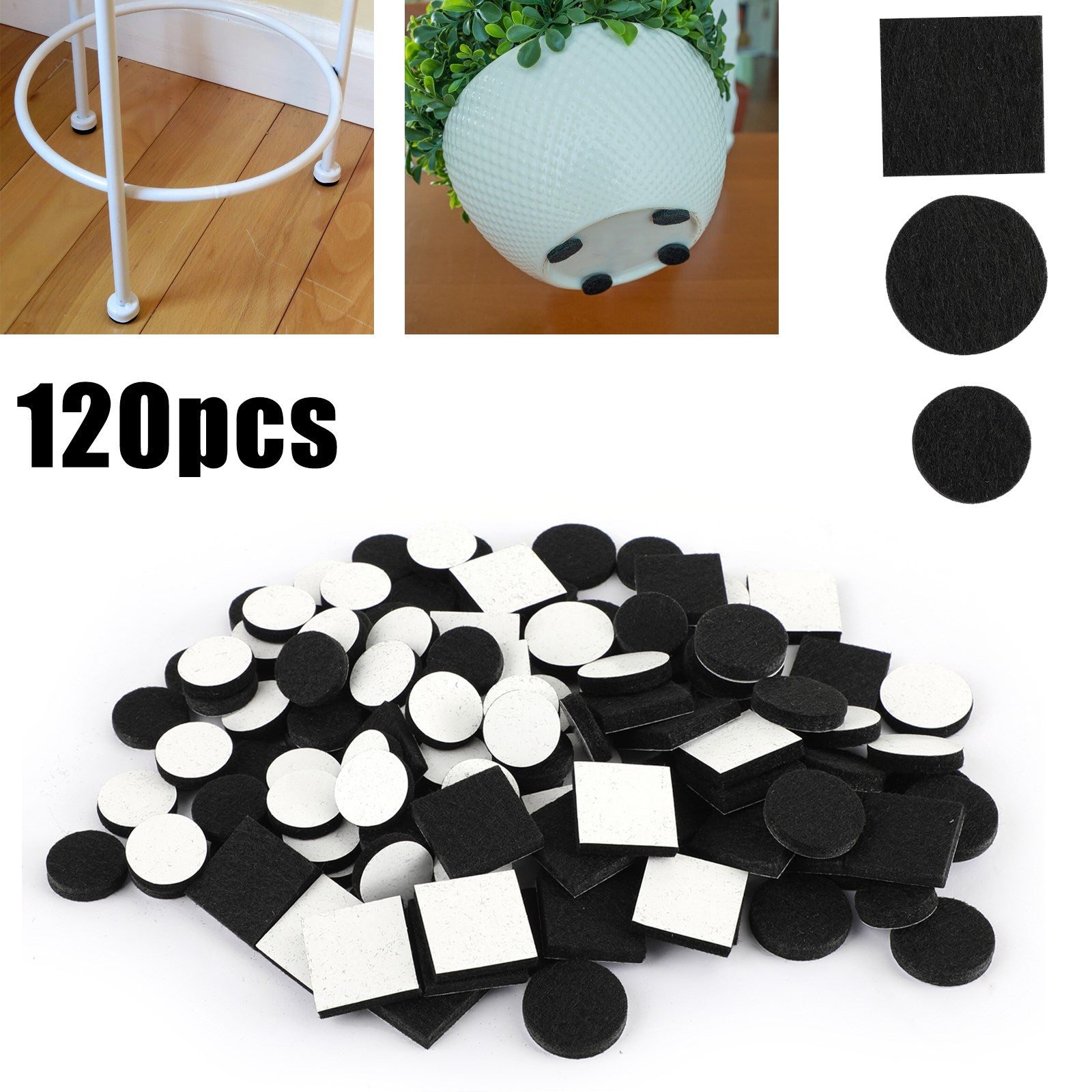 120 sztuk samoprzylepnych, odpornych na zarysowania podkładek filcowych