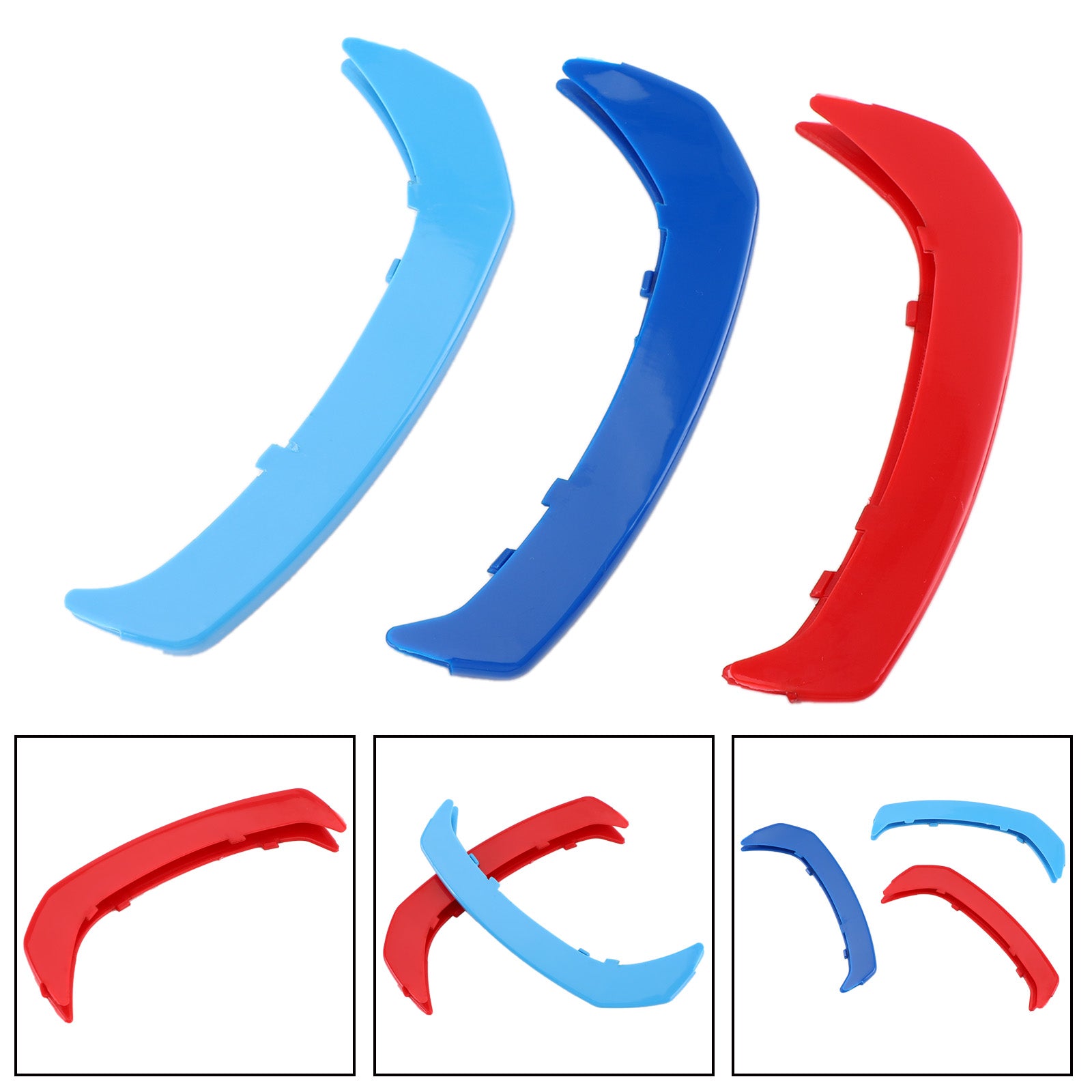 Kolmiväriset etusäleikön suojuksen nauhat Clip Trim BMW GT3 9 -säleikköille