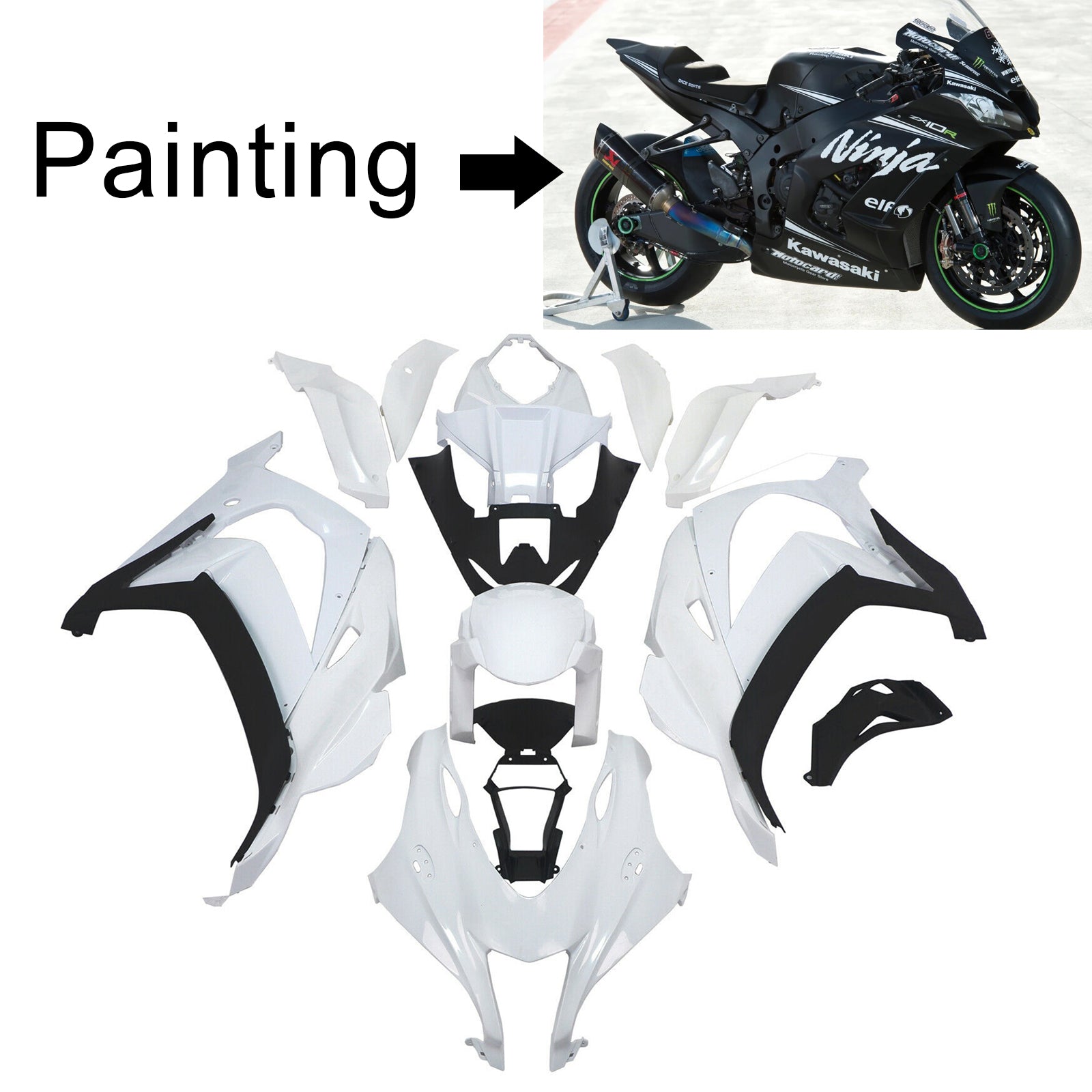 AMOTOPART KAWASAKI ZX10R 2016-2020 KIT SQUARE PLASTIC ABS