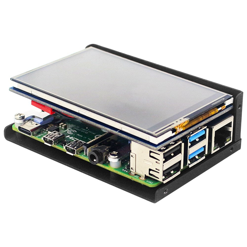 Ohišje iz aluminijeve zlitine s 3,5 -palčnim zaslonom + LCD zaslon za Raspberry Pi 4 Model B