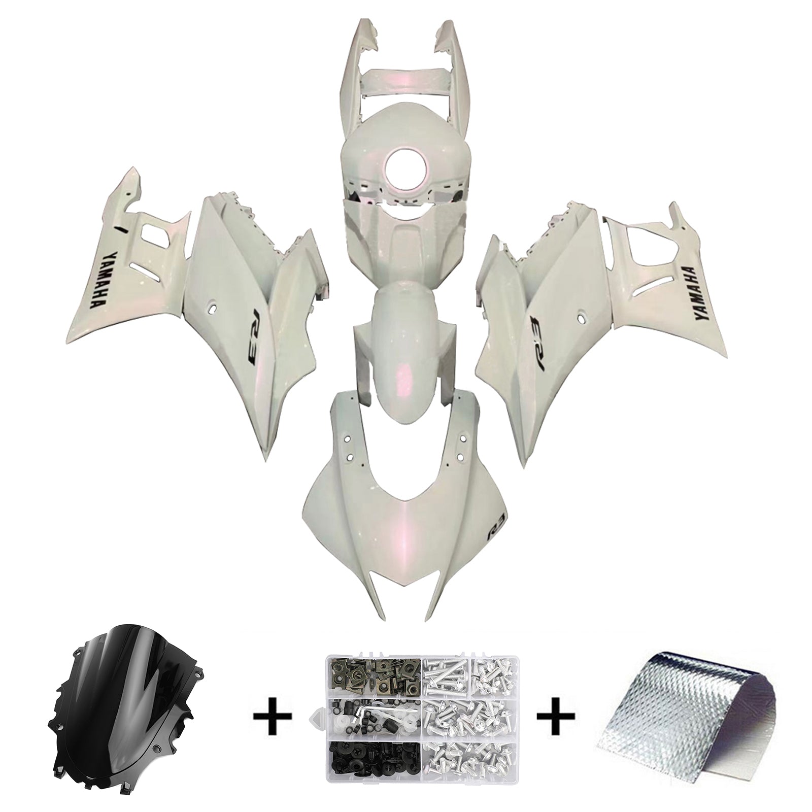 Amotopart Yamaha YZF-R3 R25 2019-2021 Kit Carénage Carrosserie Plastique ABS