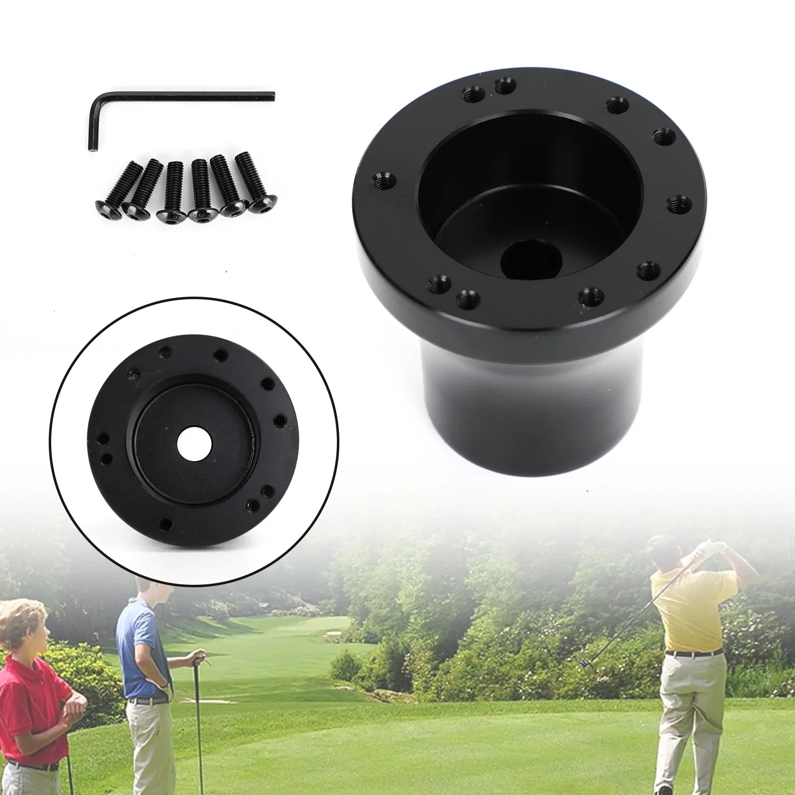 Aluminiowa piasta adaptera kierownicy do wózka golfowego do poprzedniego samochodu klubowego Generic Black