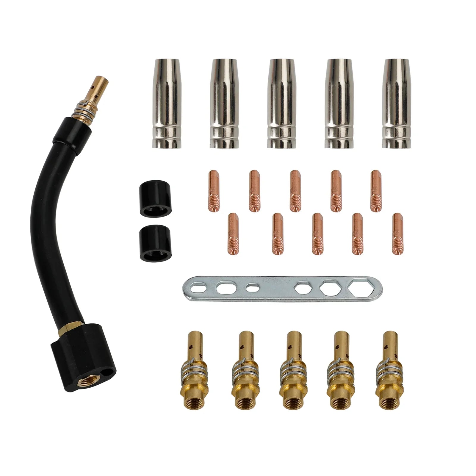 24 pezzi 15AK MIG/MAG torcia per saldatura punte di contatto supporto ugello gas parti a collo di cigno