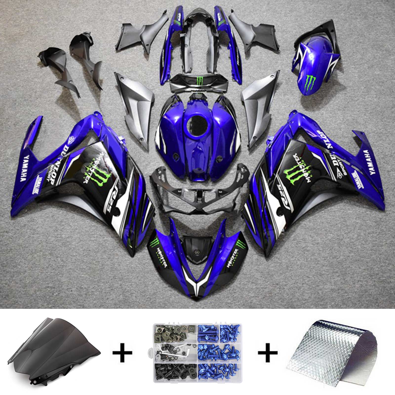 Kit de carenado Amotopart para Yamaha YZF-R3 2014-2018 R25 2015-2017 Genérico
