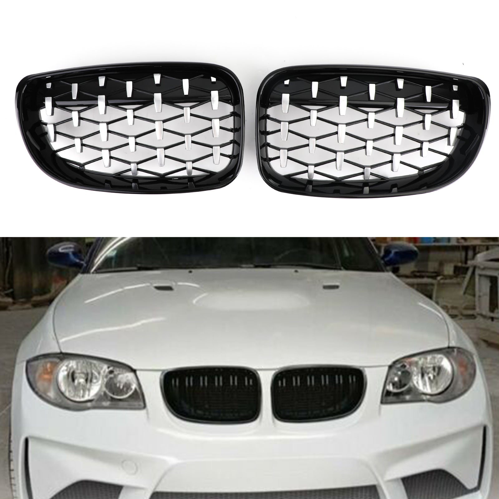 Przednia kratka do BMW serii 1 E81 E87 E82 E88 128i 135i 2008-2012 Czarny i chromowany Generic