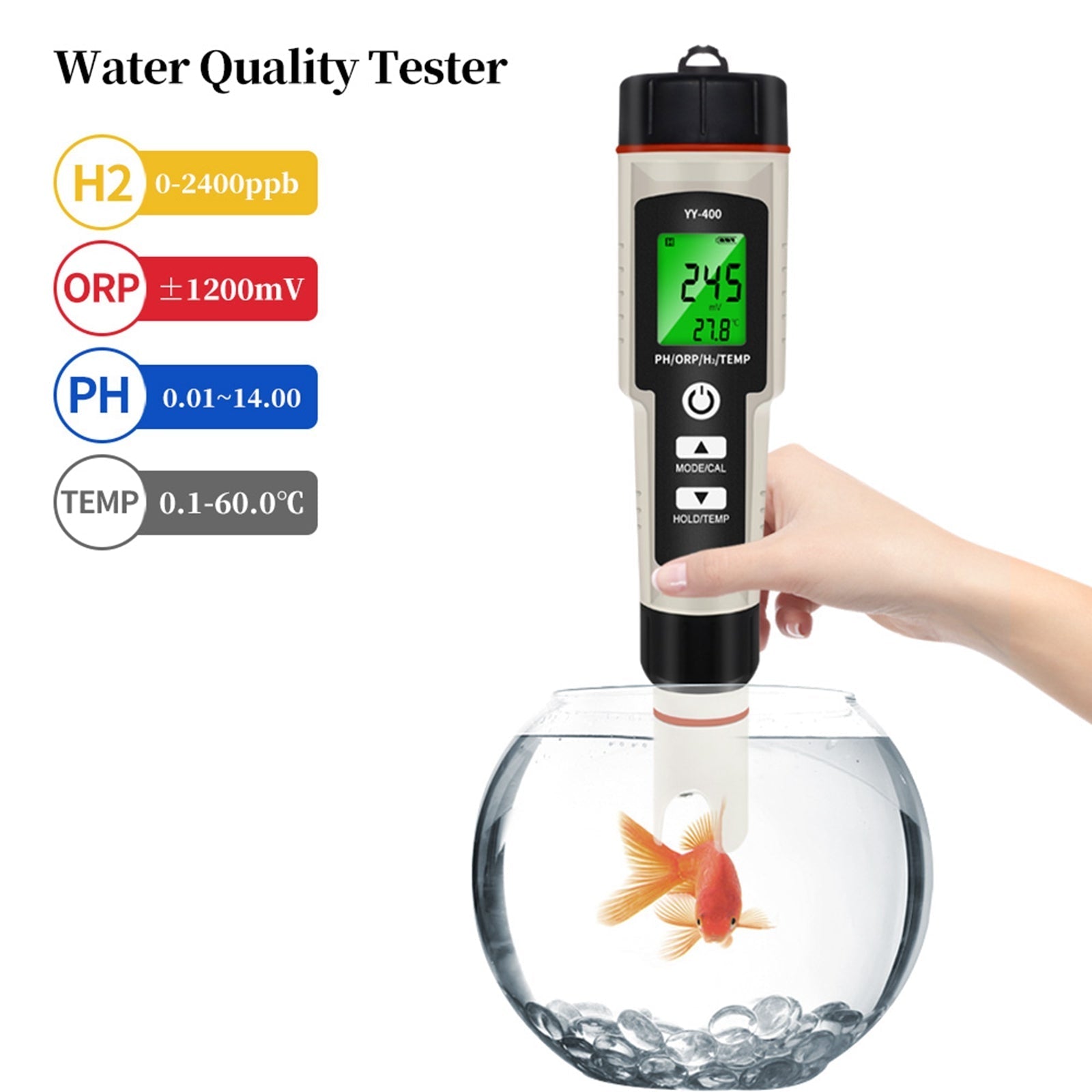 Stylo de test portable 4 en 1 riche en hydrogène PH / ORP / TEMP Testeur de qualité de l'eau