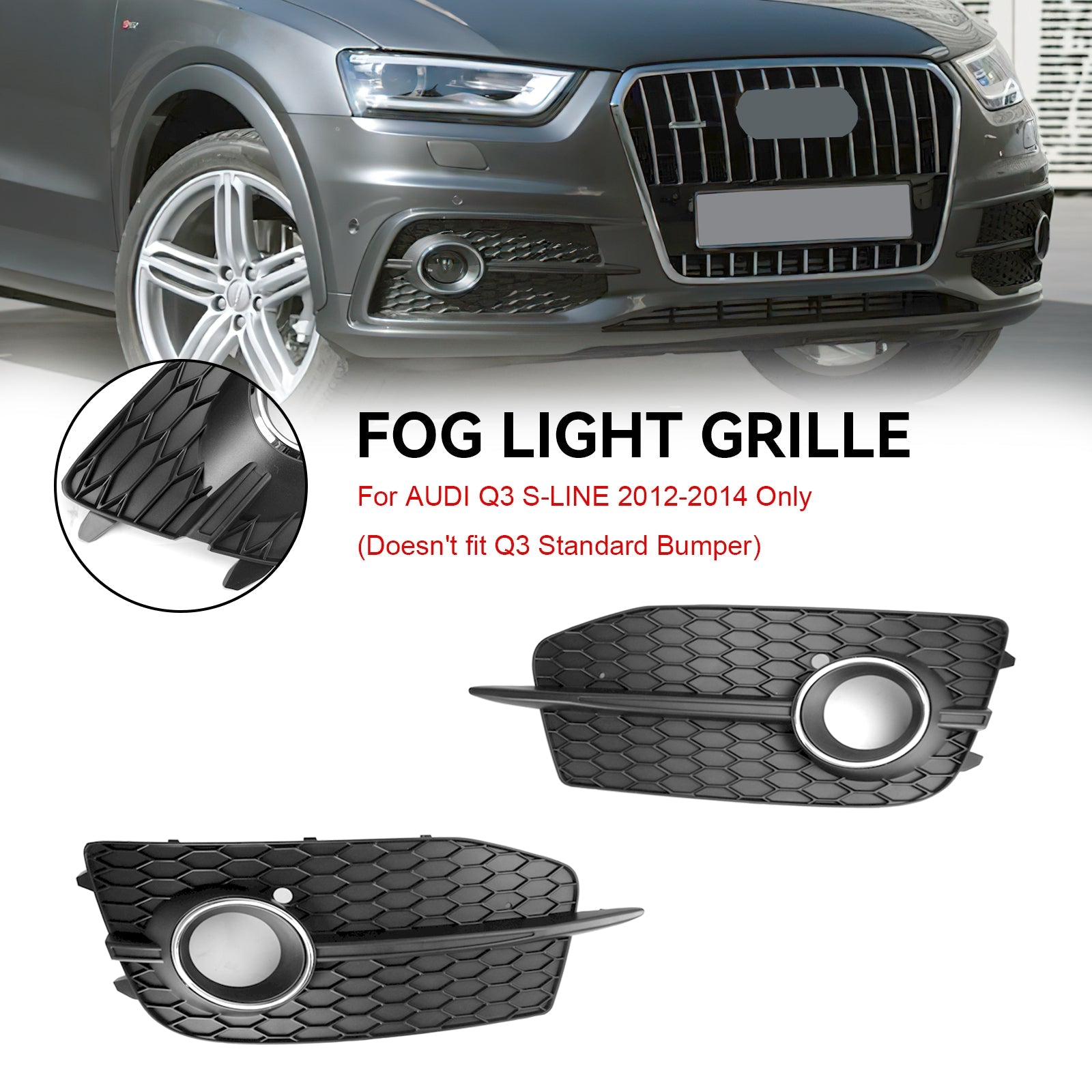 Audi Q3 S-Line 2012-2014 2 pezzi Griglia fendinebbia paraurti 8U0807681DSP9