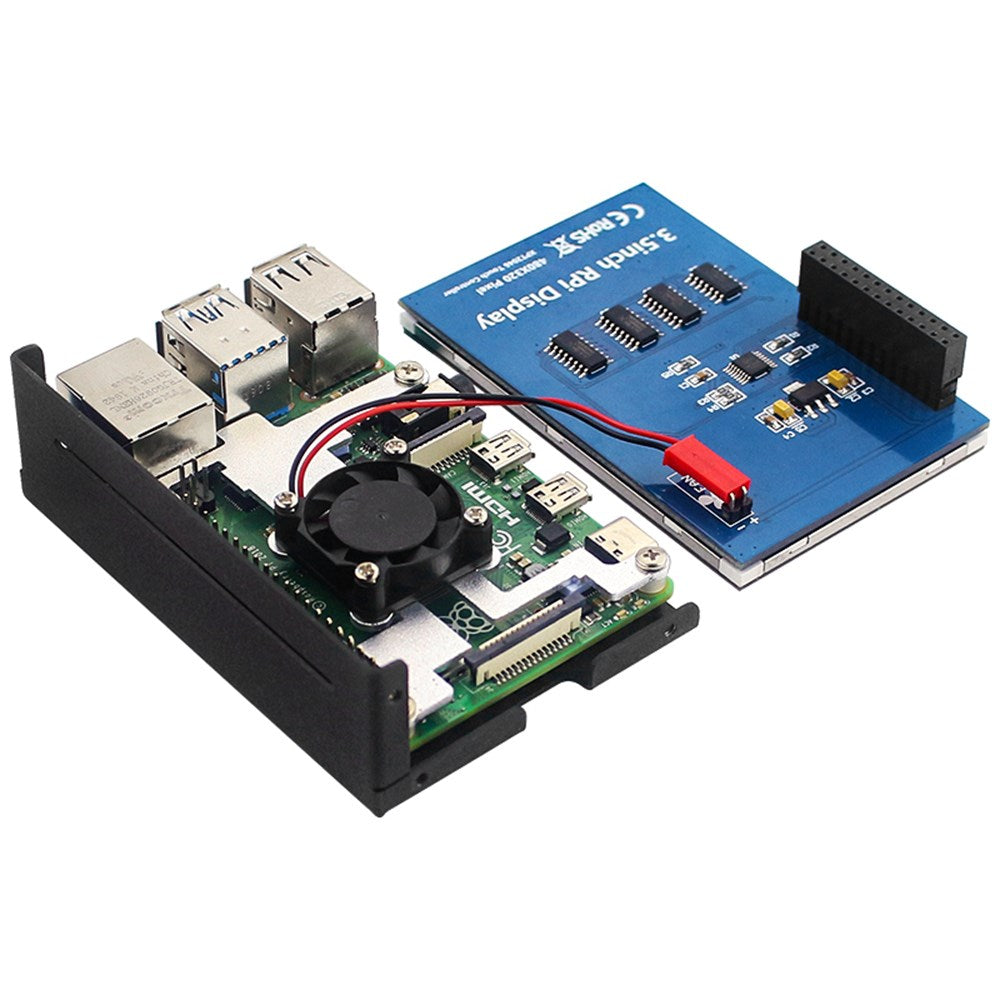 Ohišje iz aluminijeve zlitine s 3,5 -palčnim zaslonom + LCD zaslon za Raspberry Pi 4 Model B