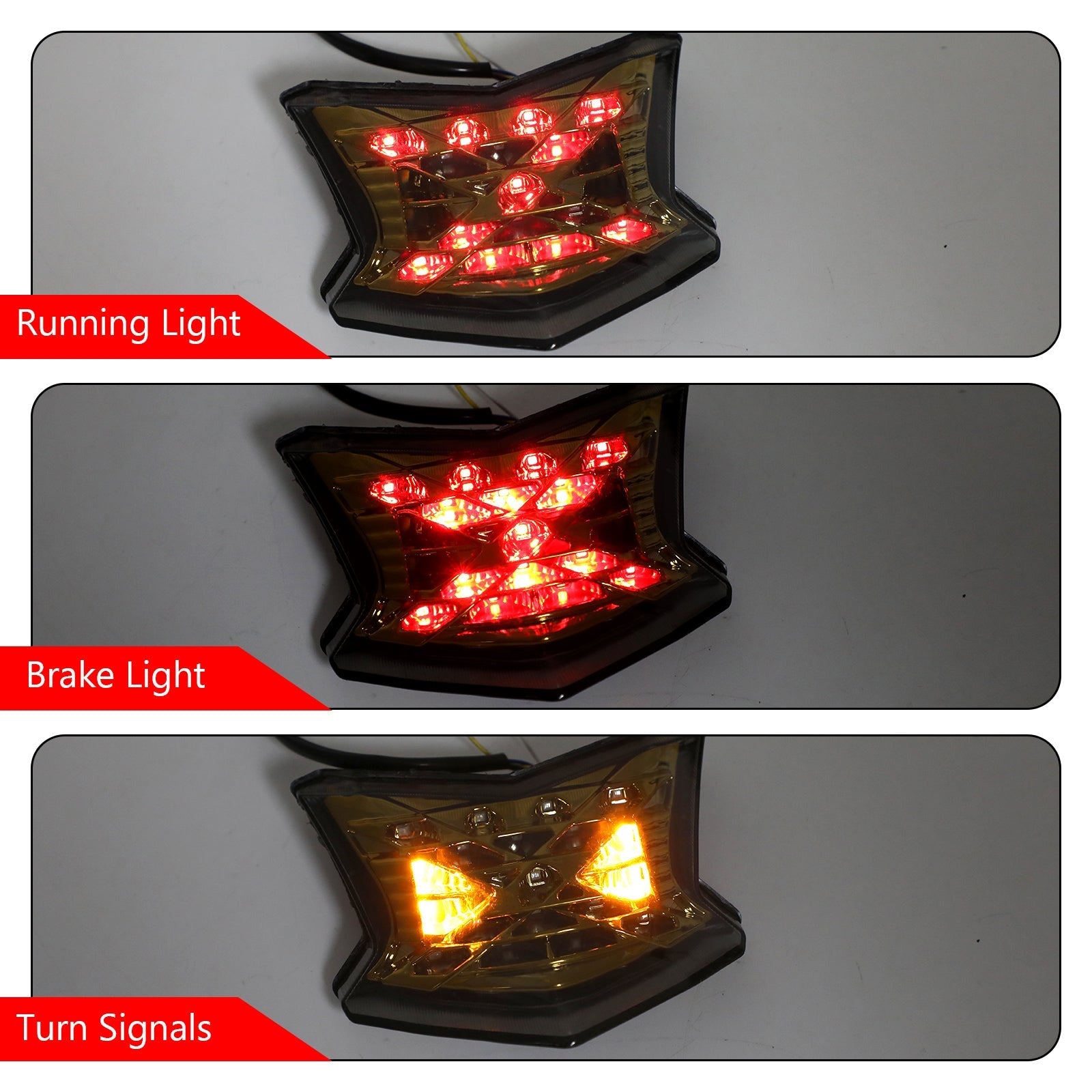 Clignotants de frein à LED feu arrière pour Kawasaki Z650 Ninja 650 Z900 17-19 argent générique