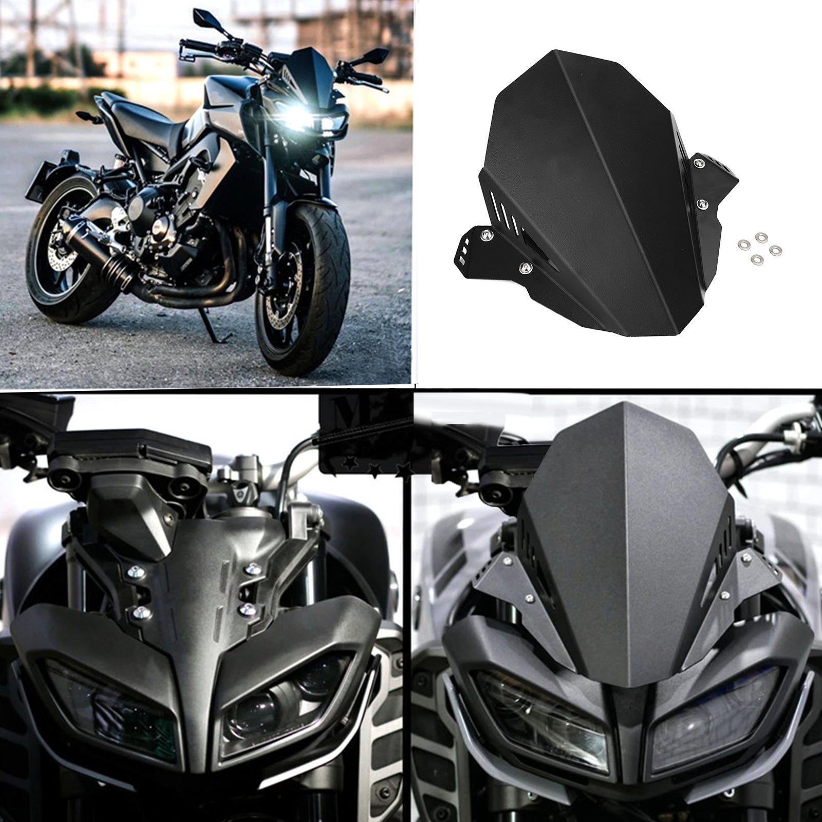 Parabrezza Parabrezza Shield Protector Nero Per YAMAHA FZ 09 MT 09 2017-2020 Generico