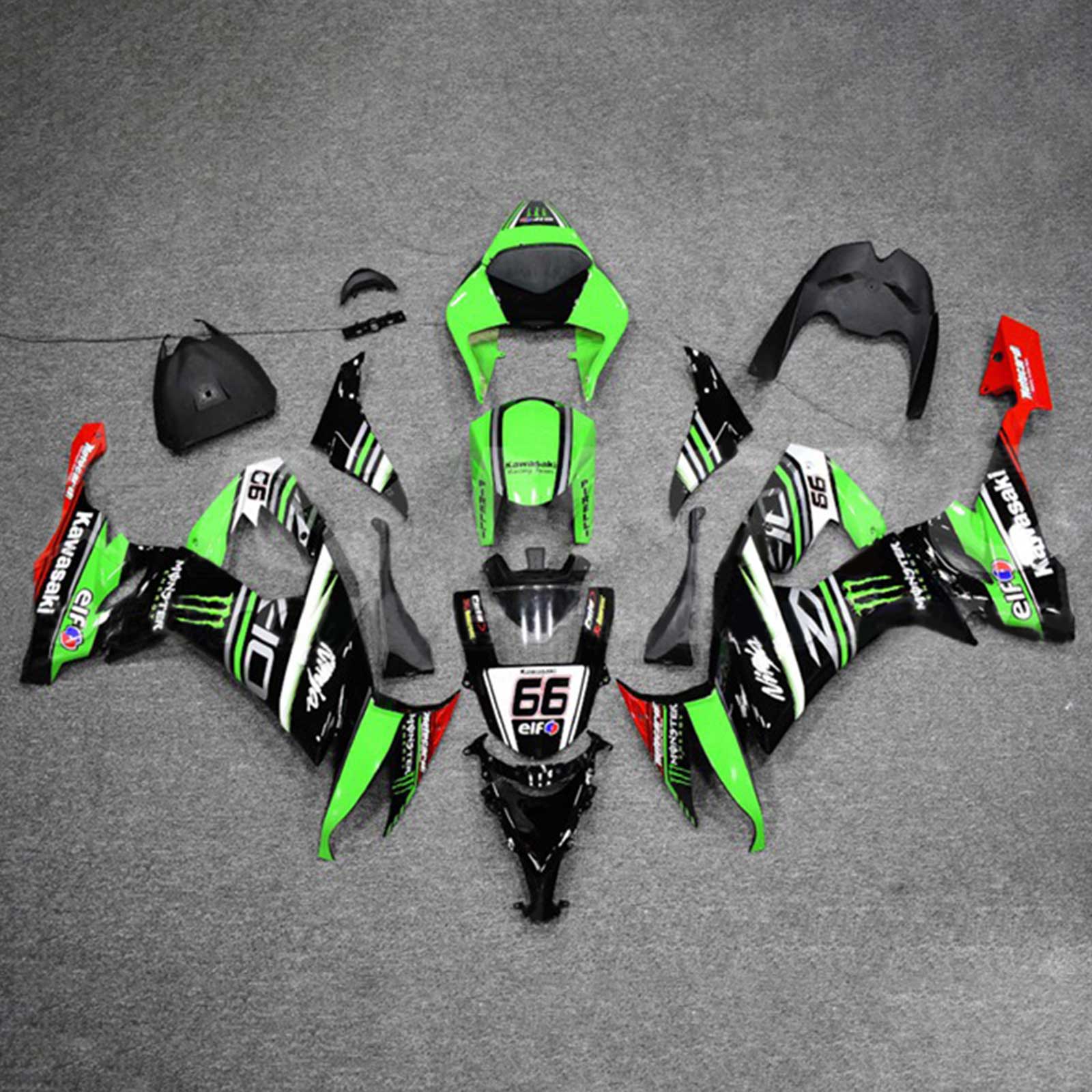 Amotopart Kawasaki ZX10R 2008-2010 Kit Carénage Carrosserie Plastique ABS