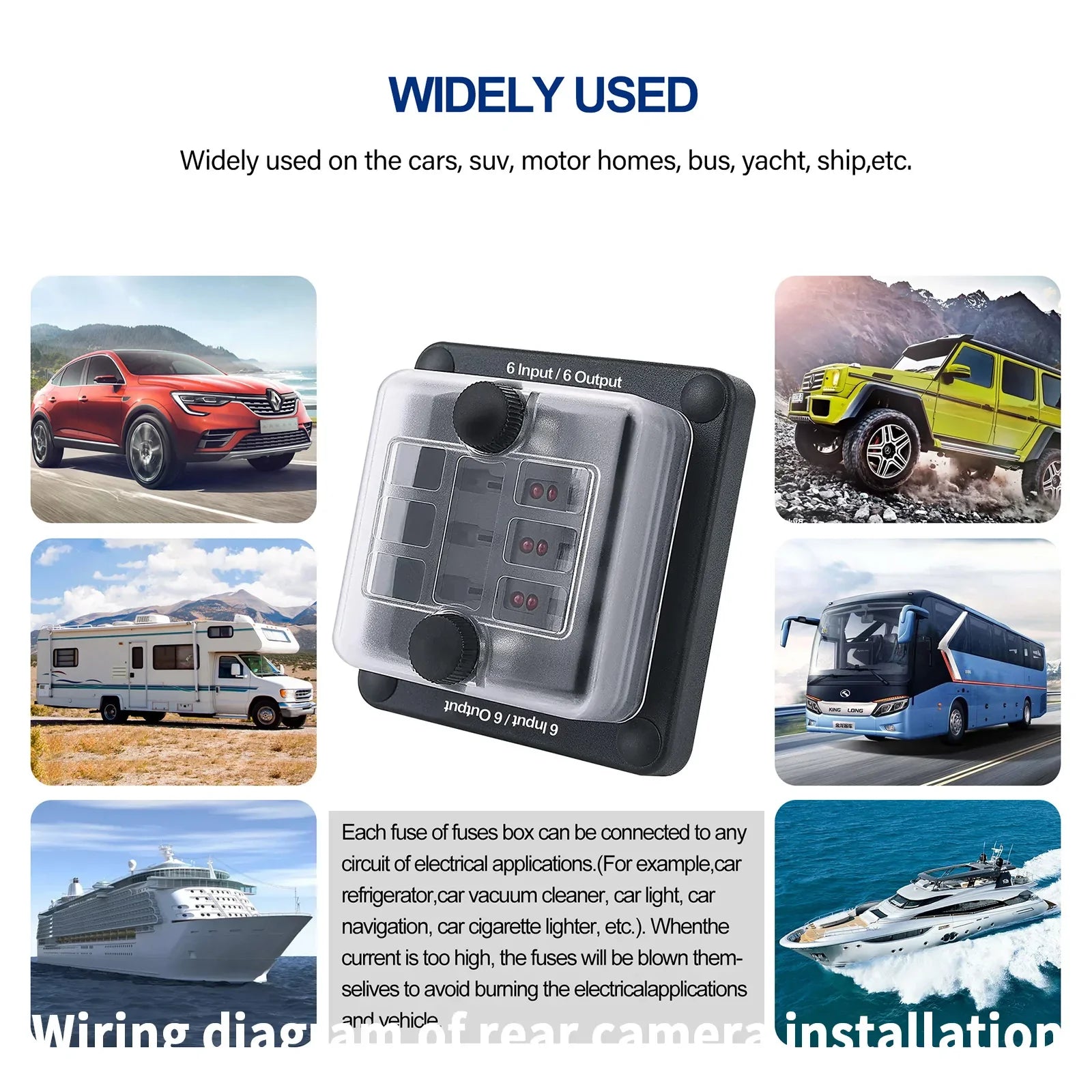Support de bloc de boîte à fusibles à lame 6 voies/12 voies ATO ATC pour bateau marin de voiture étanche