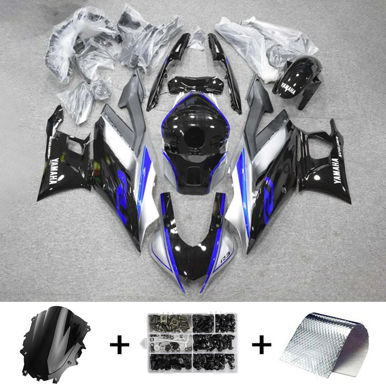 Amotopart Fairing Zestaw dla Yamaha YZF-R3 R25 2019-2021 Generic