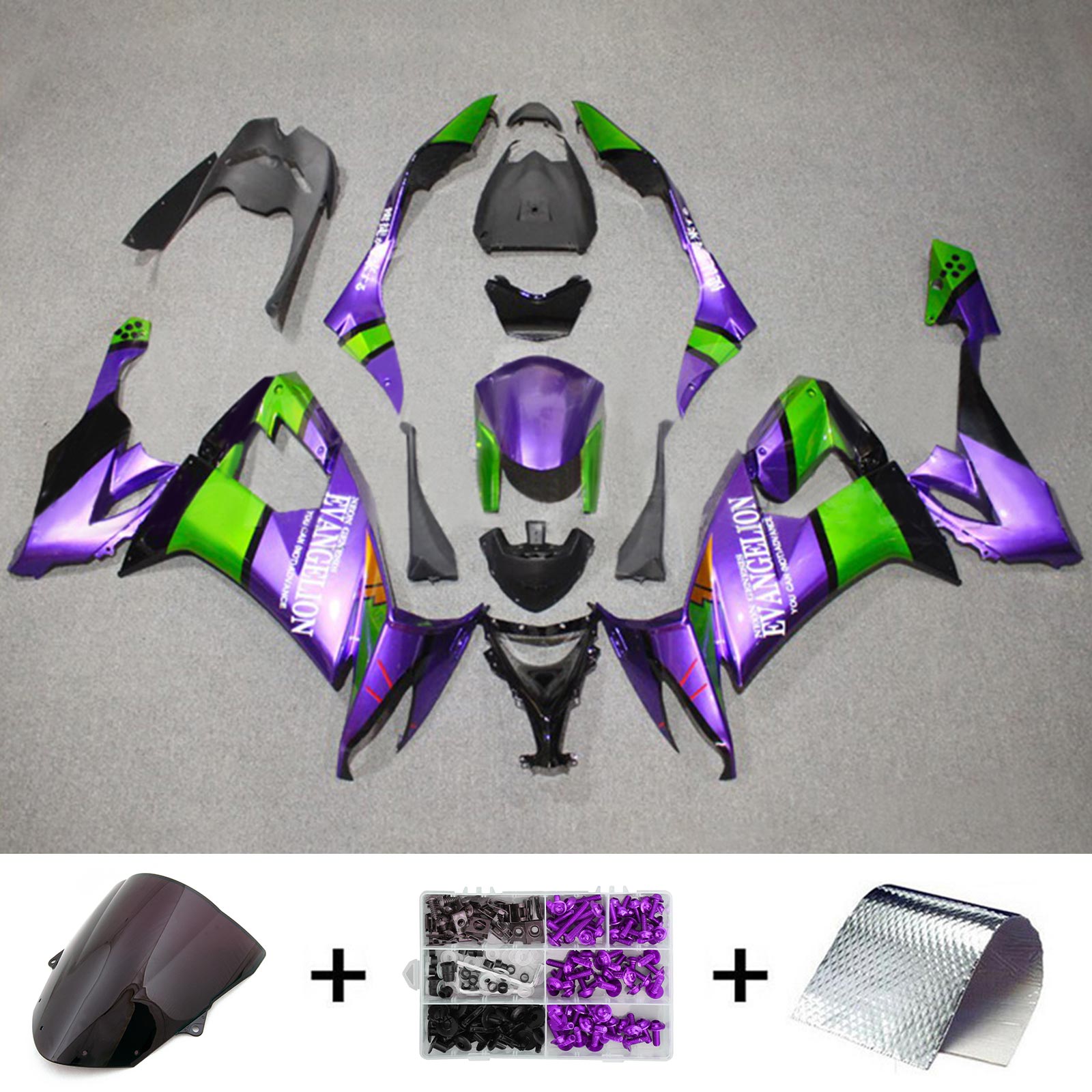 AMOTOPART KAWASAKI ZX10R 2008-2010 KIT SQUARE PLASTIC ABS
