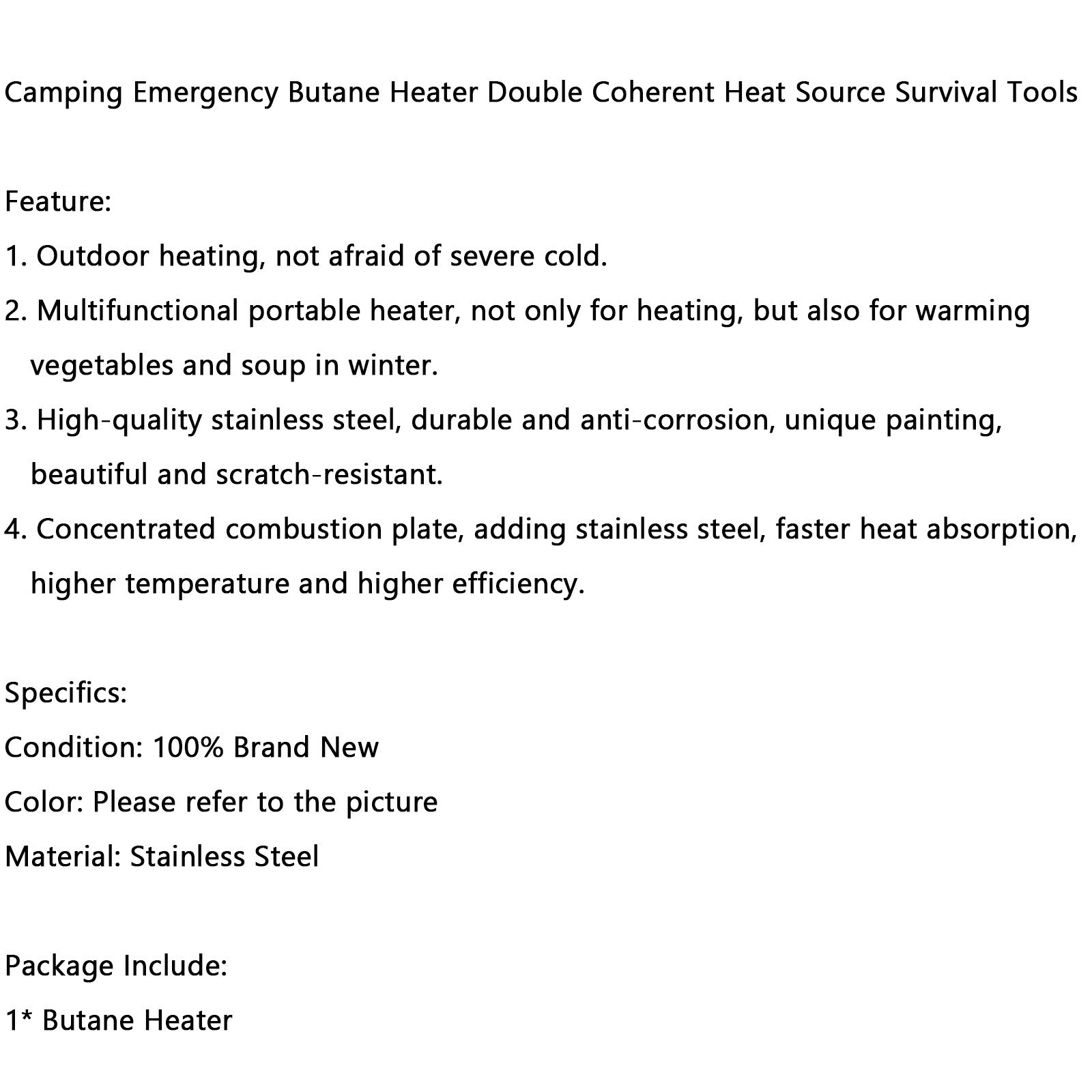 Chauffage d'urgence au butane pour camping en plein air, source de chaleur double cohérente, outils de survie, peut être utilisé pour caravane ou tente